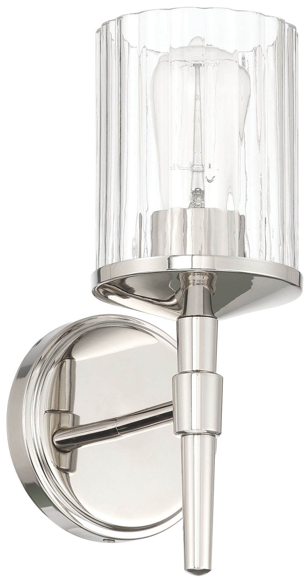 Thesis Andrea 5" Polished Nickel Vanity Light w/ Clear Ribbed Glass Shade