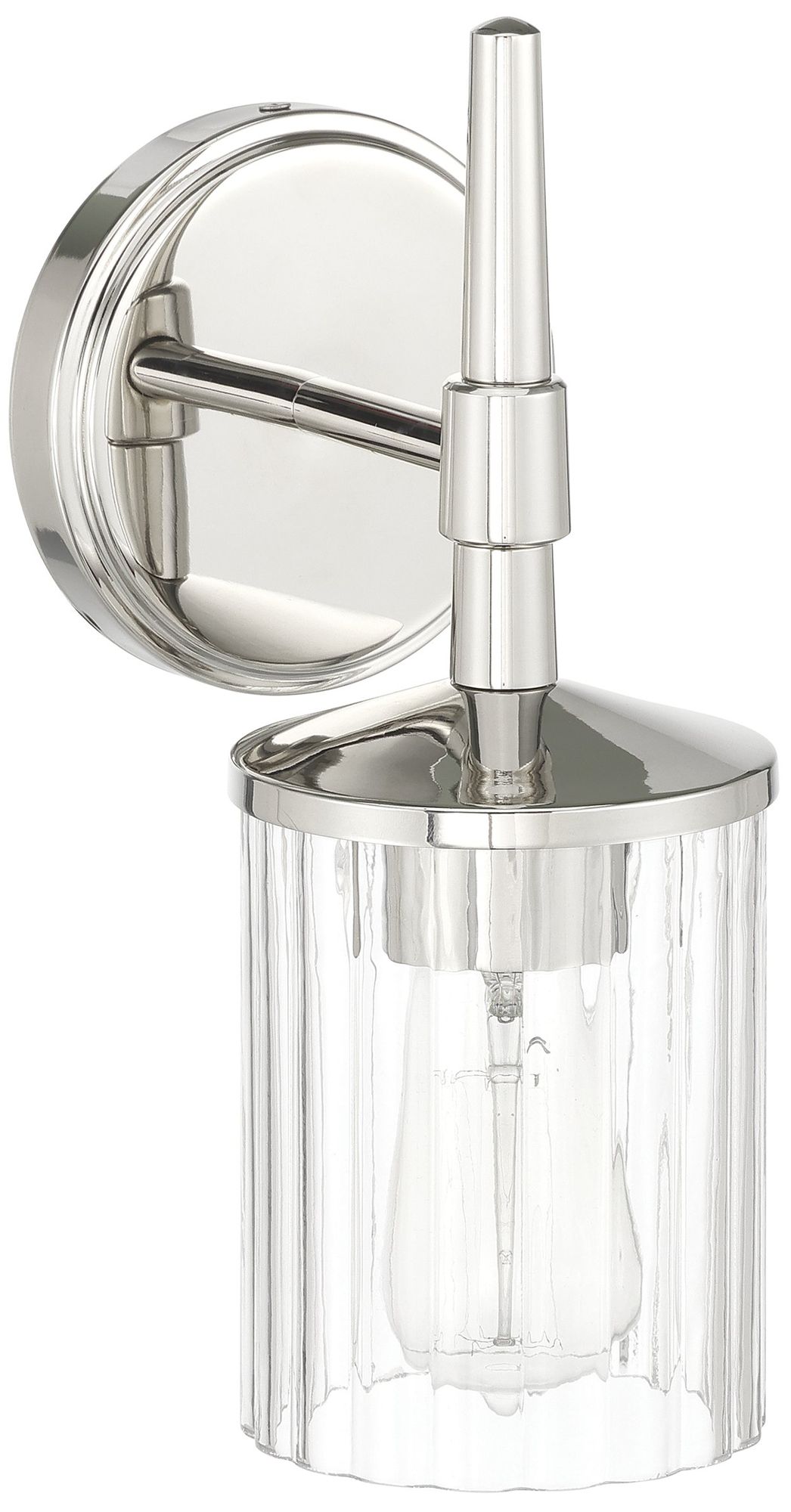 Image 3 Thesis Andrea 5" Polished Nickel Vanity Light w/ Clear Ribbed Glass Shade more views