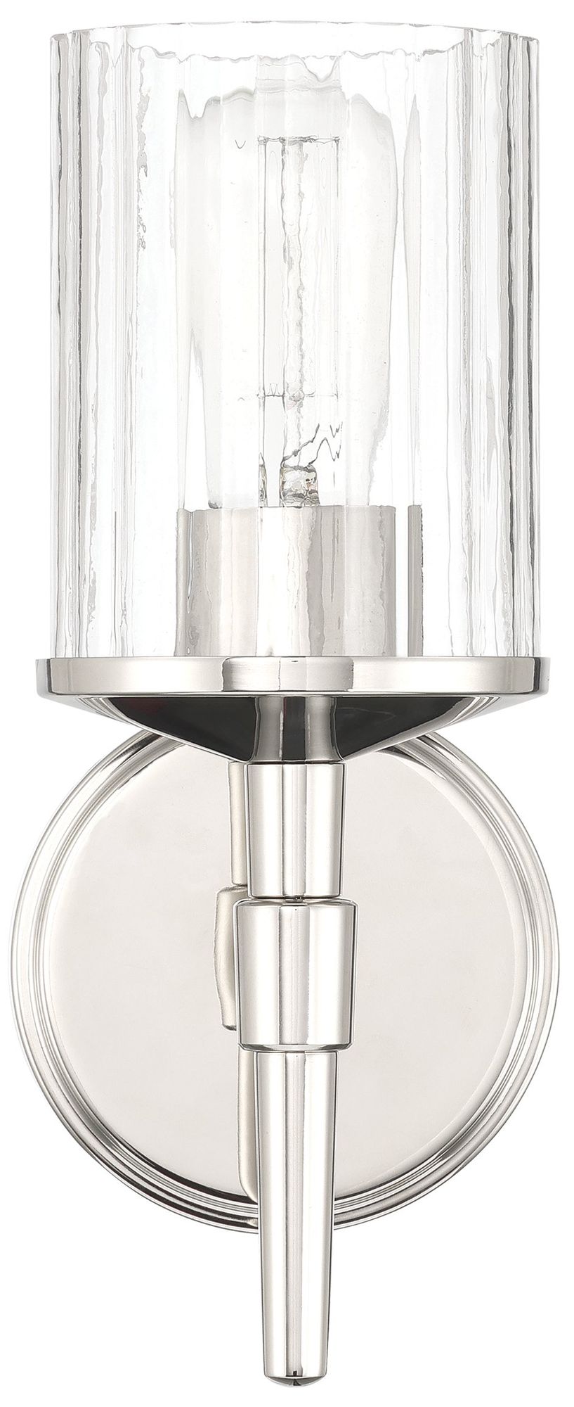 Image 4 Thesis Andrea 5" Polished Nickel Vanity Light w/ Clear Ribbed Glass Shade more views