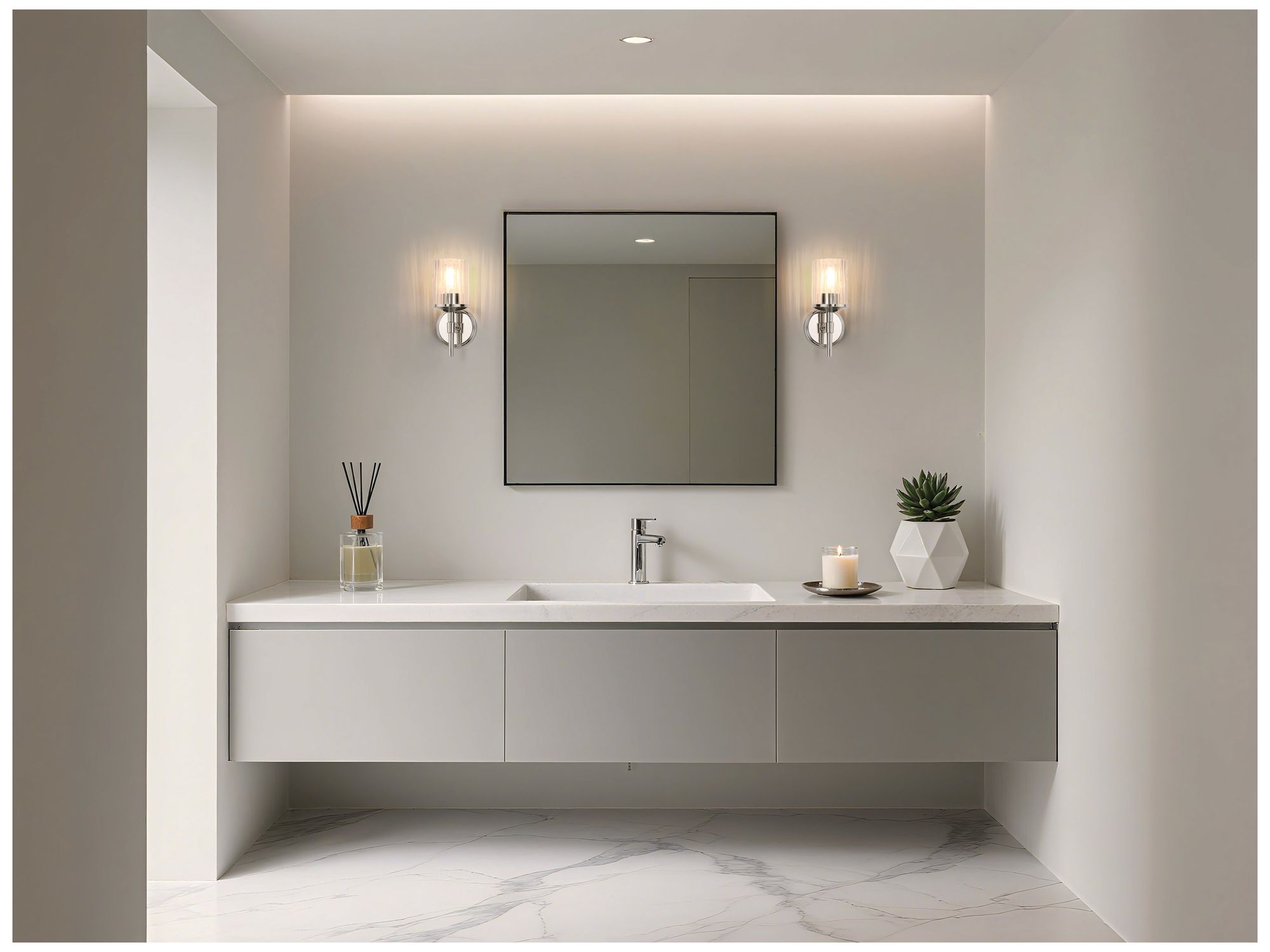 Image 7 Thesis Andrea 5" Polished Nickel Vanity Light w/ Clear Ribbed Glass Shade more views
