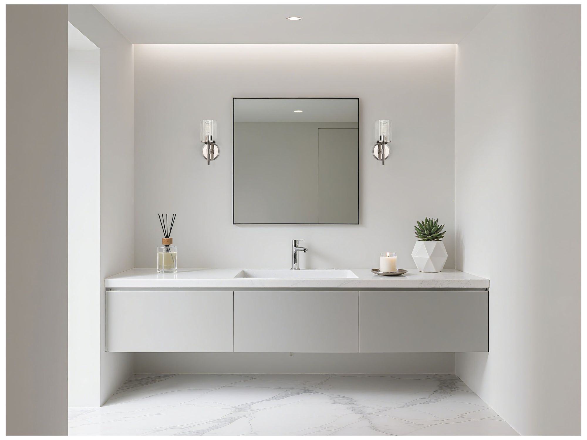 Thesis Andrea 5" Polished Nickel Vanity Light w/ Clear Ribbed Glass Shade