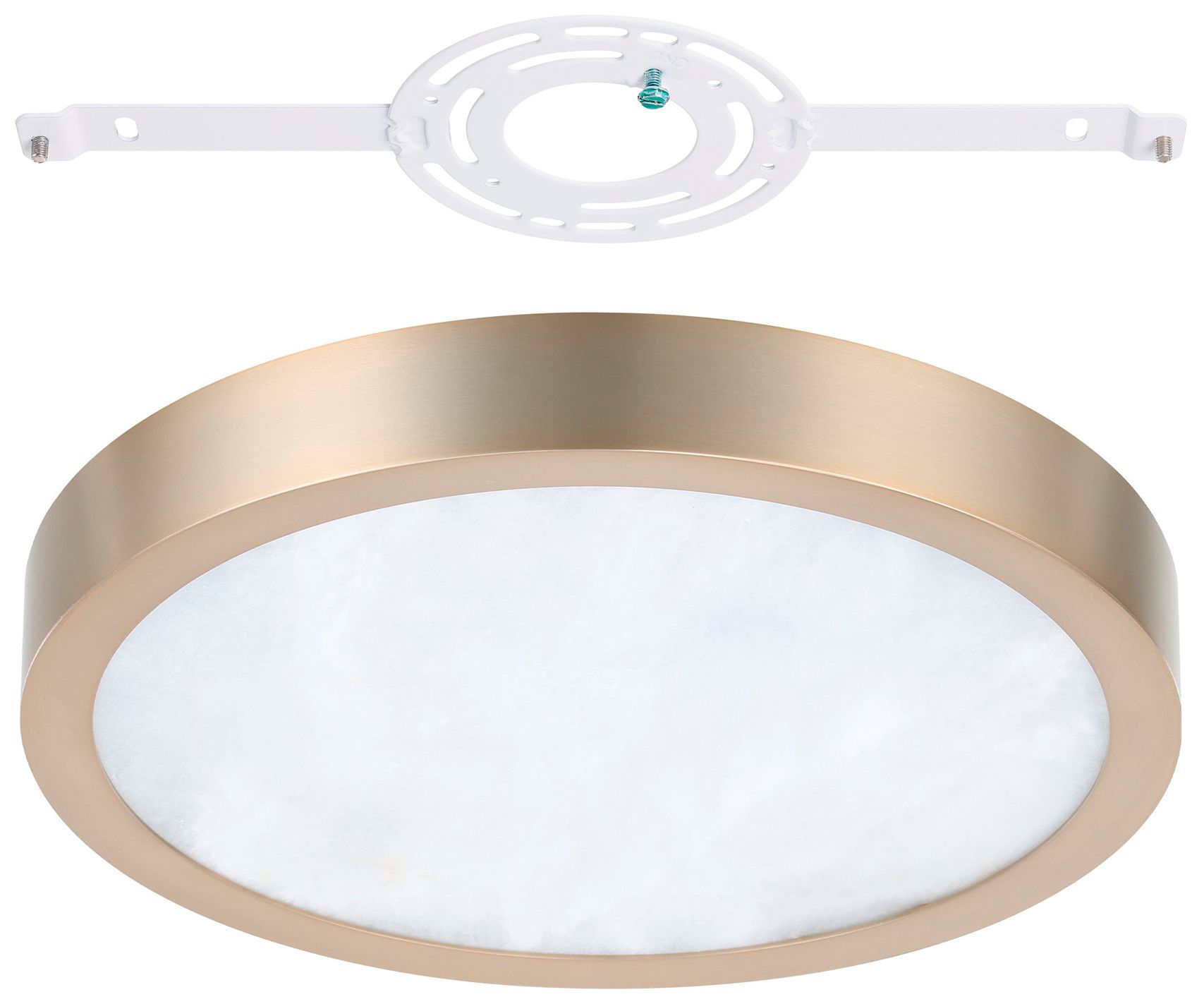 Image 6 Thesis Argyle 12" Champagne Gold/Natural Alabaster 5CCT LED Flush Mount more views