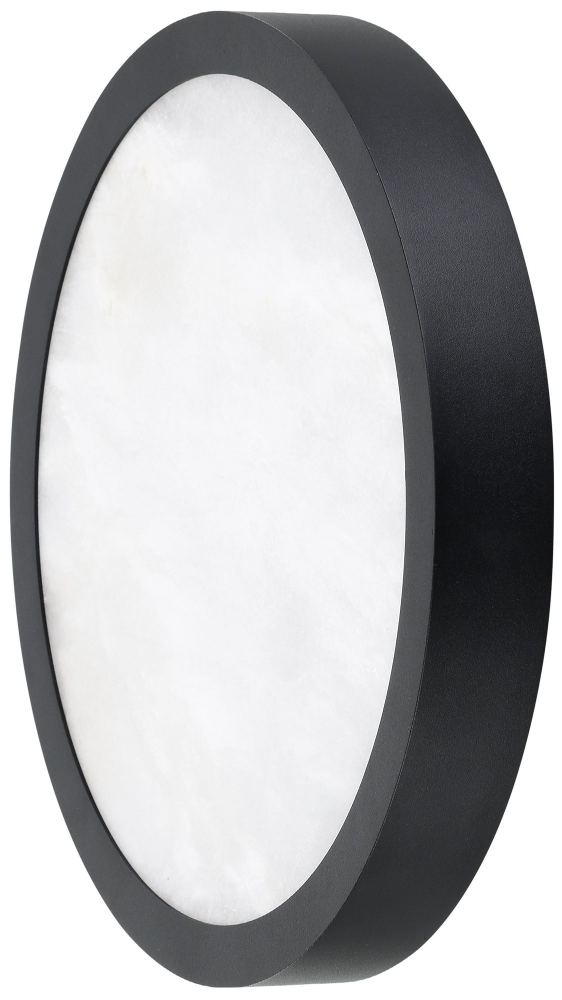 Image 3 Thesis Argyle 12" Textured Black & Natural Alabaster 5CCT LED Flush Mount more views