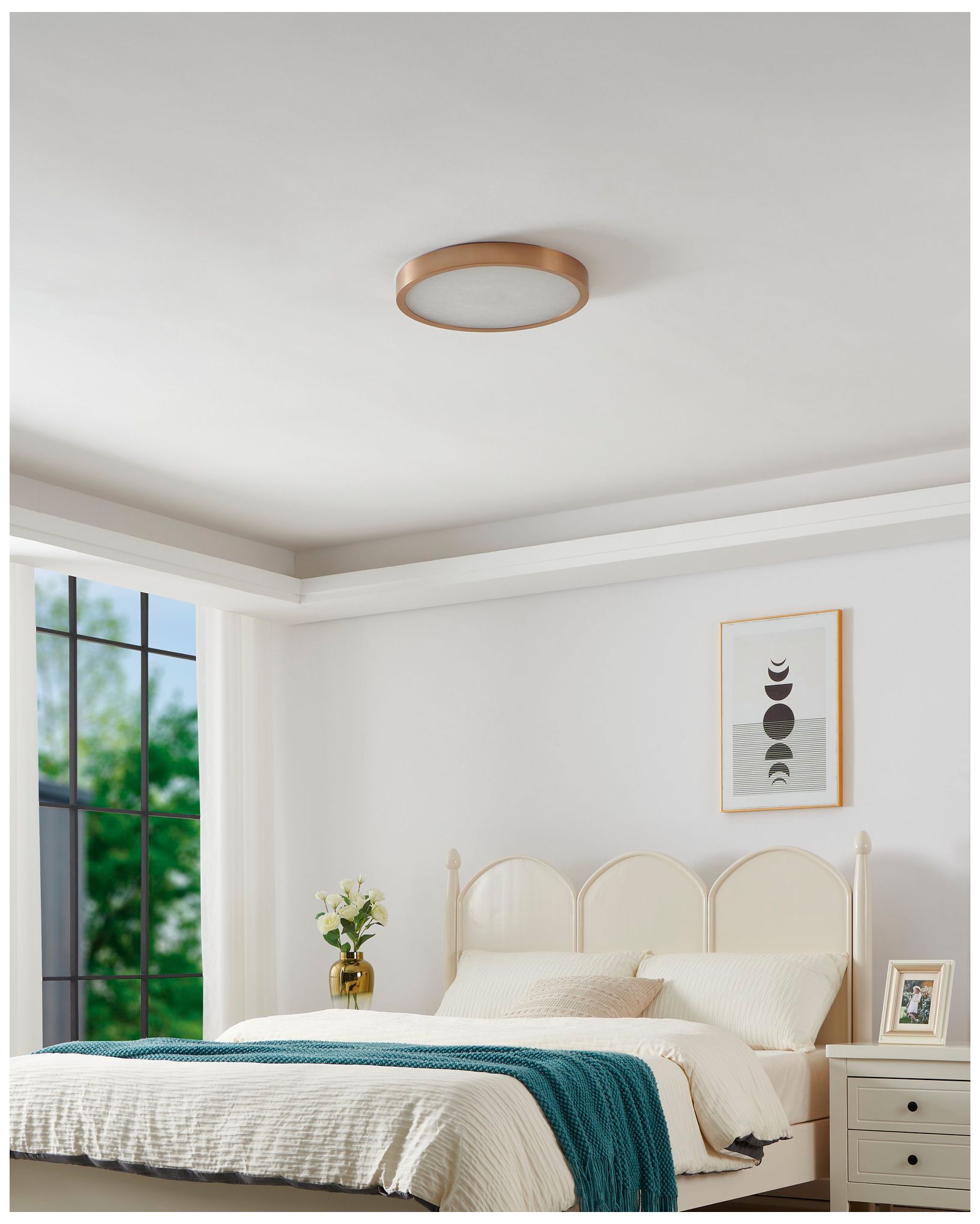 Thesis Argyle 16" Champagne Gold & Natural Alabaster 5CCT LED Flush Mount