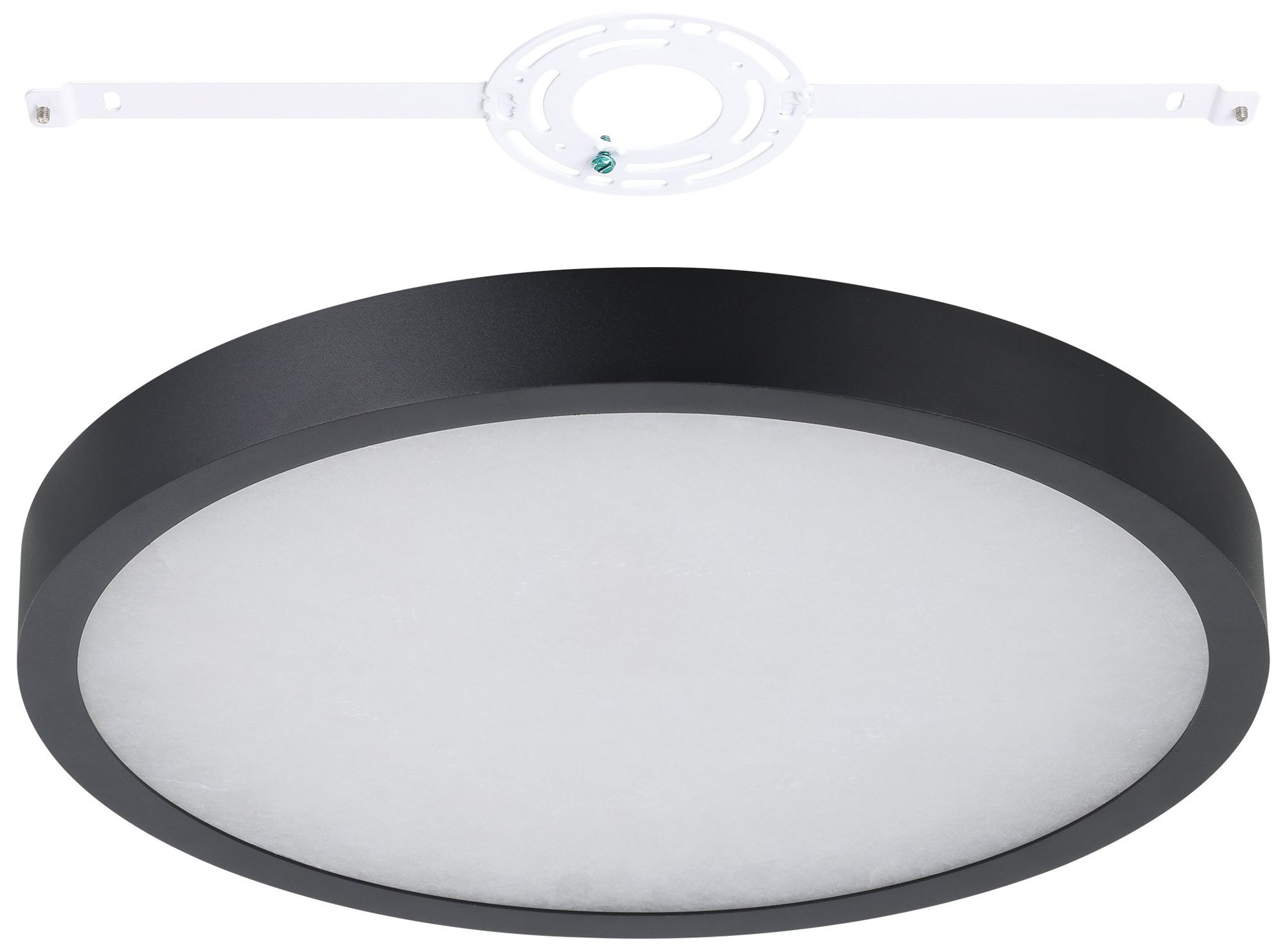 Image 6 Thesis Argyle 16" Textured Black, Natural Alabaster 5CCT LED Flush Mount more views