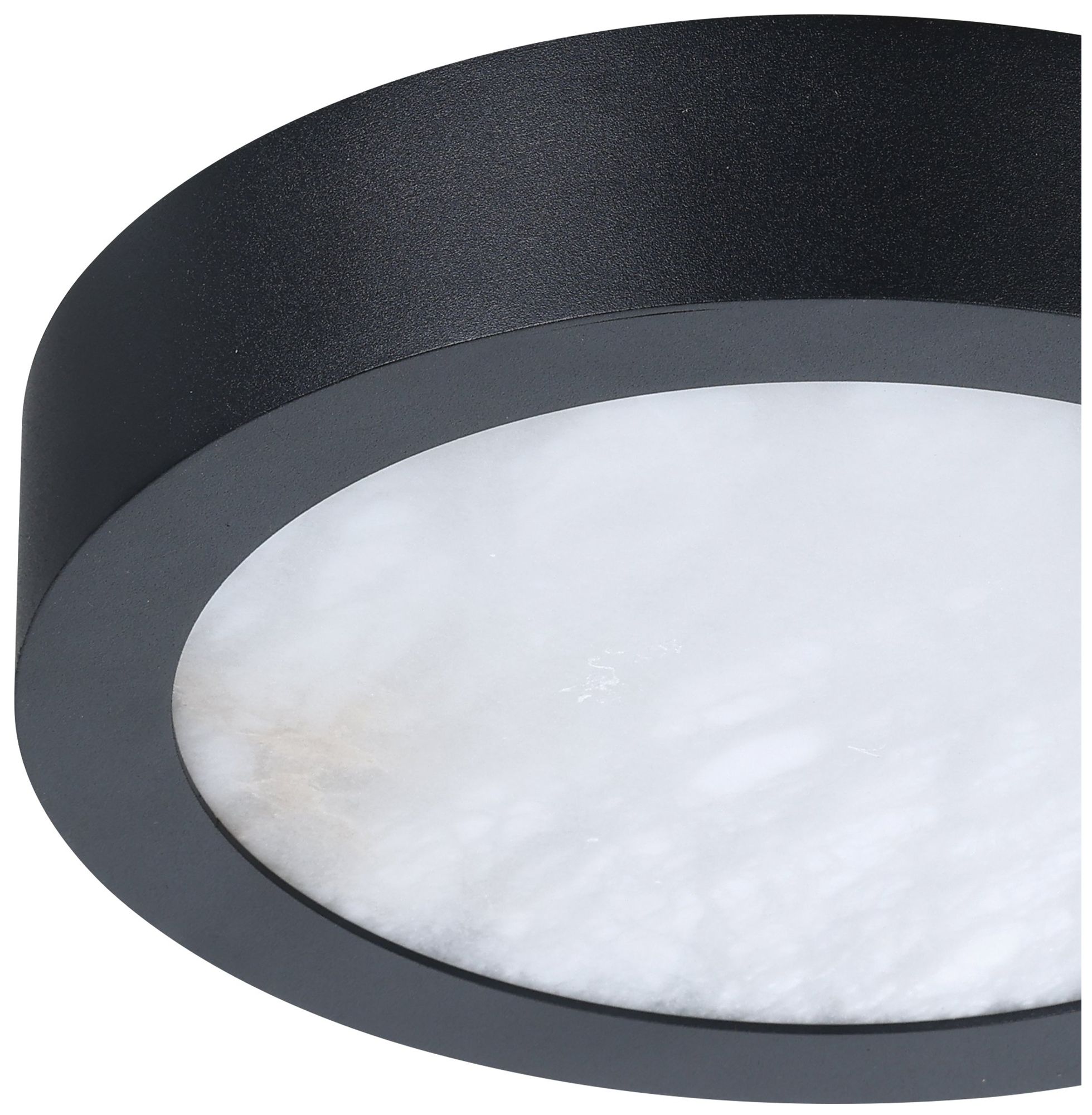 Image 5 Thesis Argyle 8 in. Textured Black / Nat. Alabaster 5CCT LED Flush Mount more views