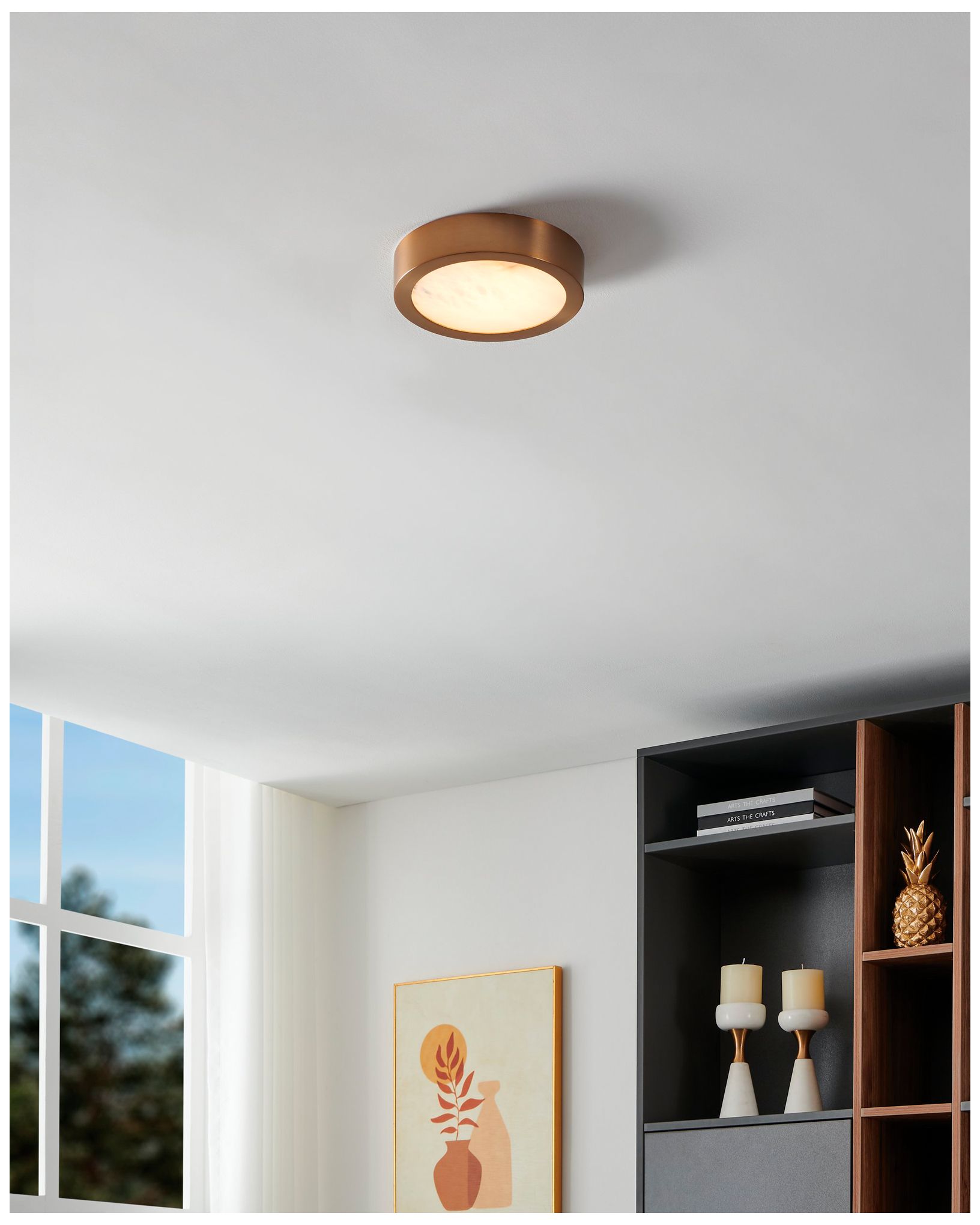 Image 7 Thesis Argyle 8 inch Champagne Gold/Natural Alabaster LED Flush Mount more views