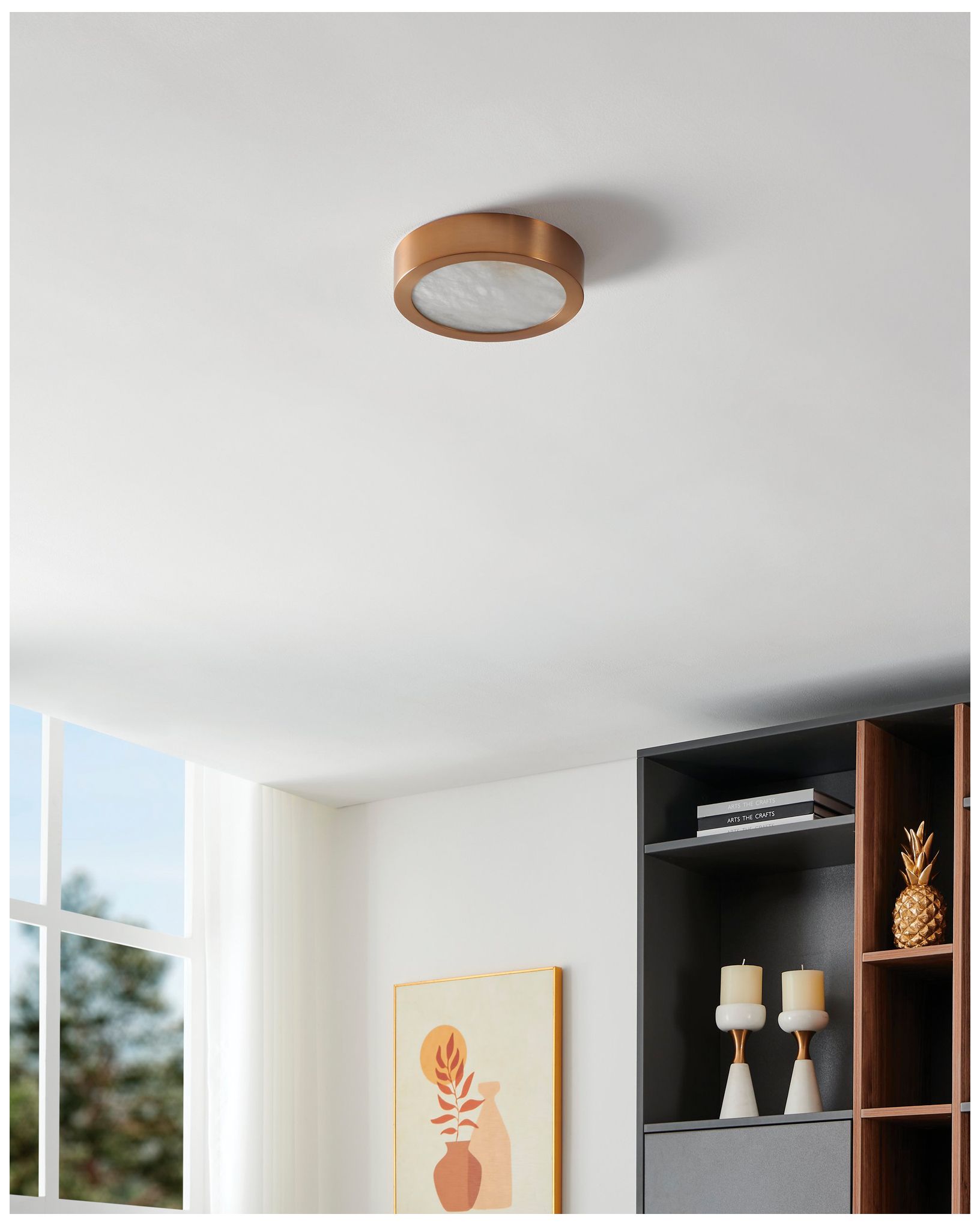 Thesis Argyle 8 inch Champagne Gold/Natural Alabaster LED Flush Mount
