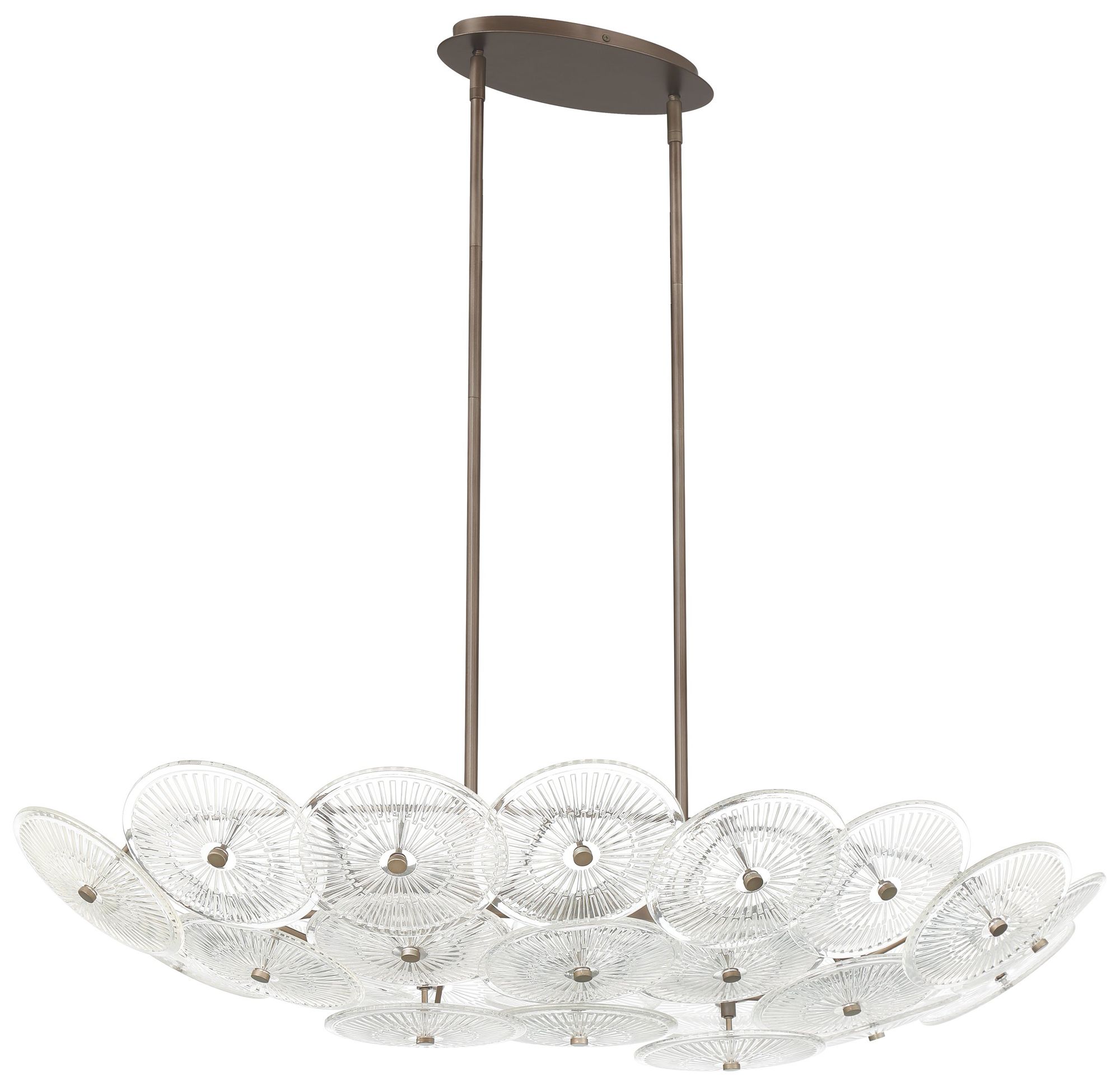 Thesis Avril 42" 8 Light Forged Bronze Chandelier