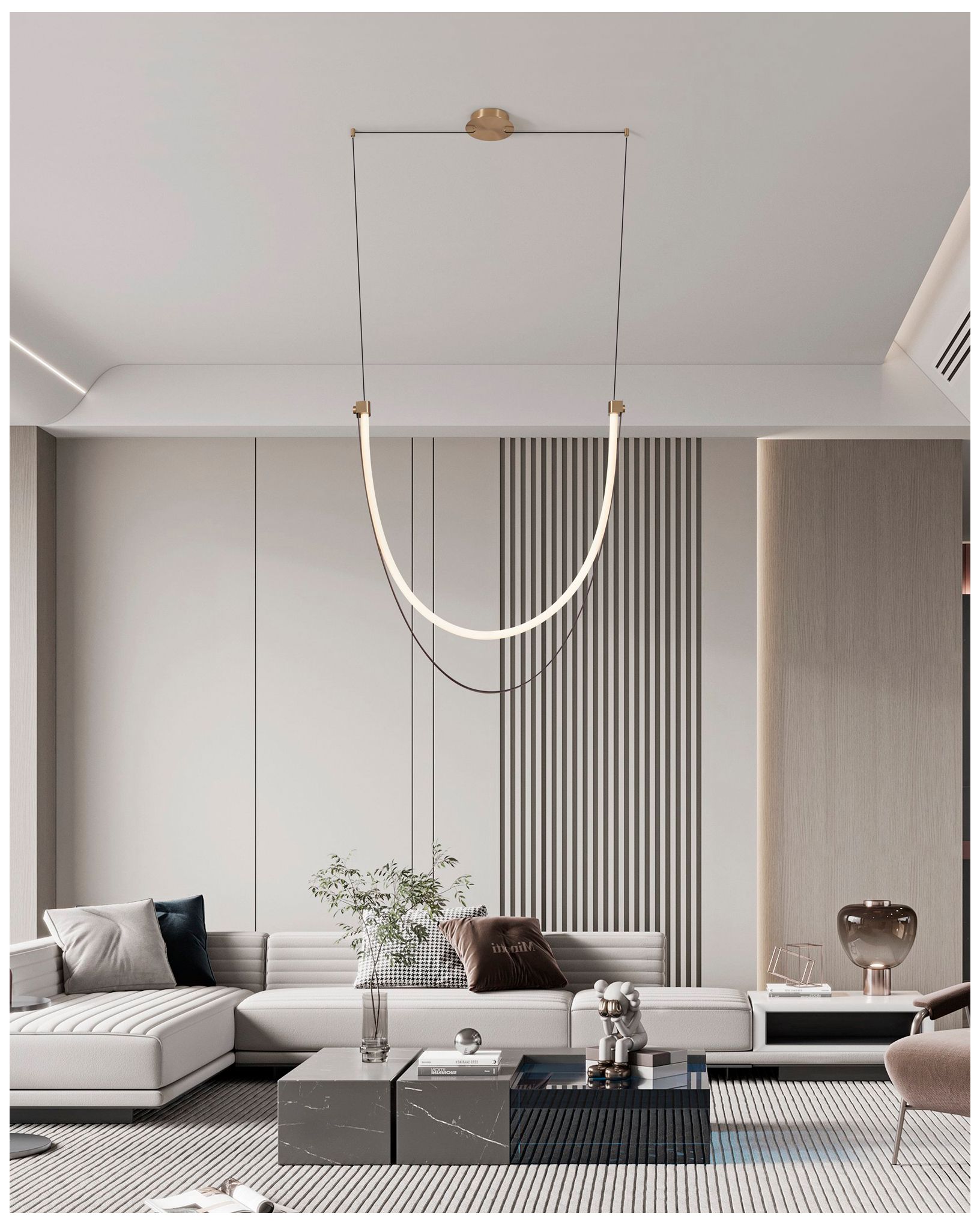 Thesis Ayers 43" 1 Lt Champagne Gold w/ Black & Brown LED Linear Chandelier