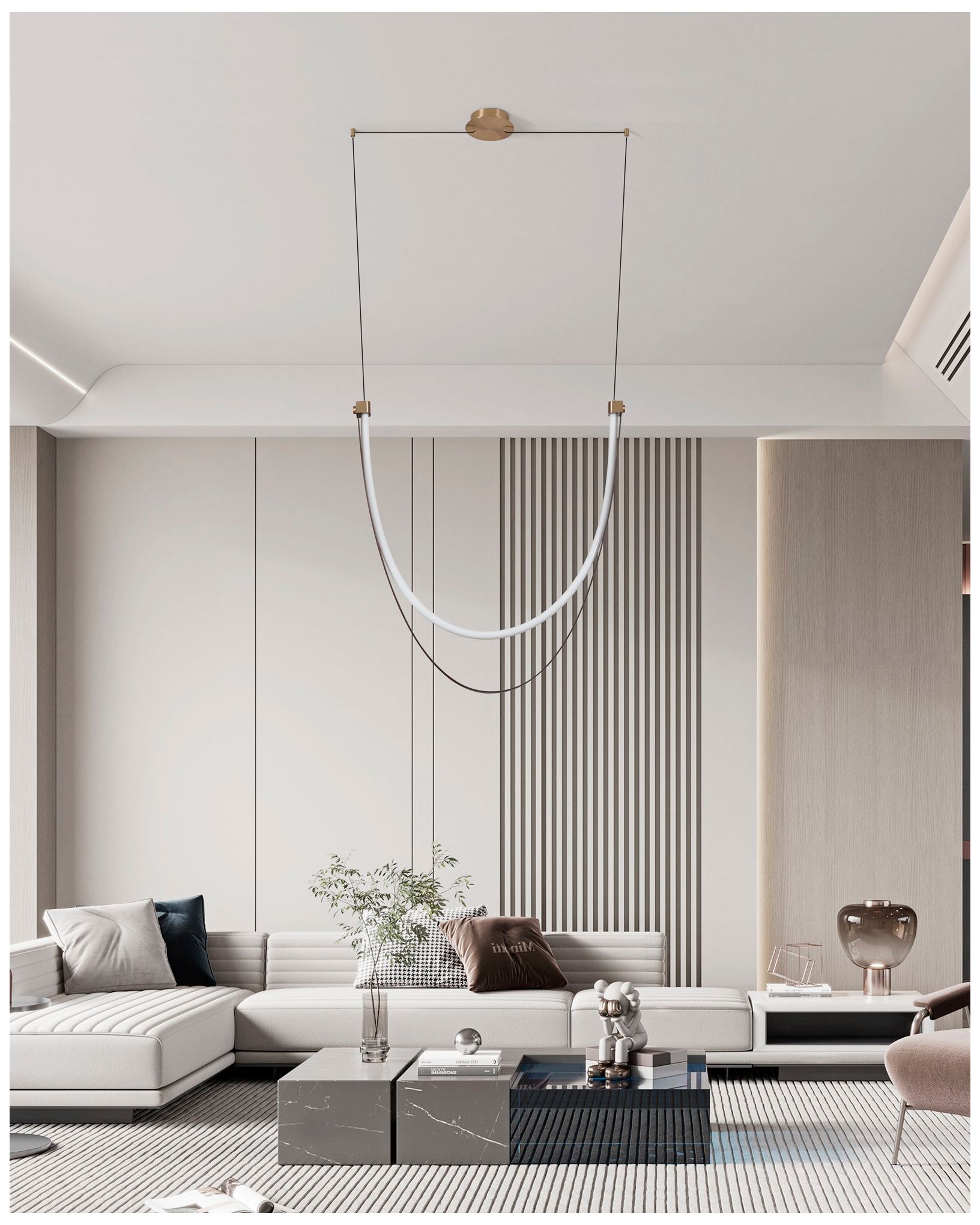 Thesis Ayers 43" 1 Lt Champagne Gold w/ Black & Brown LED Linear Chandelier