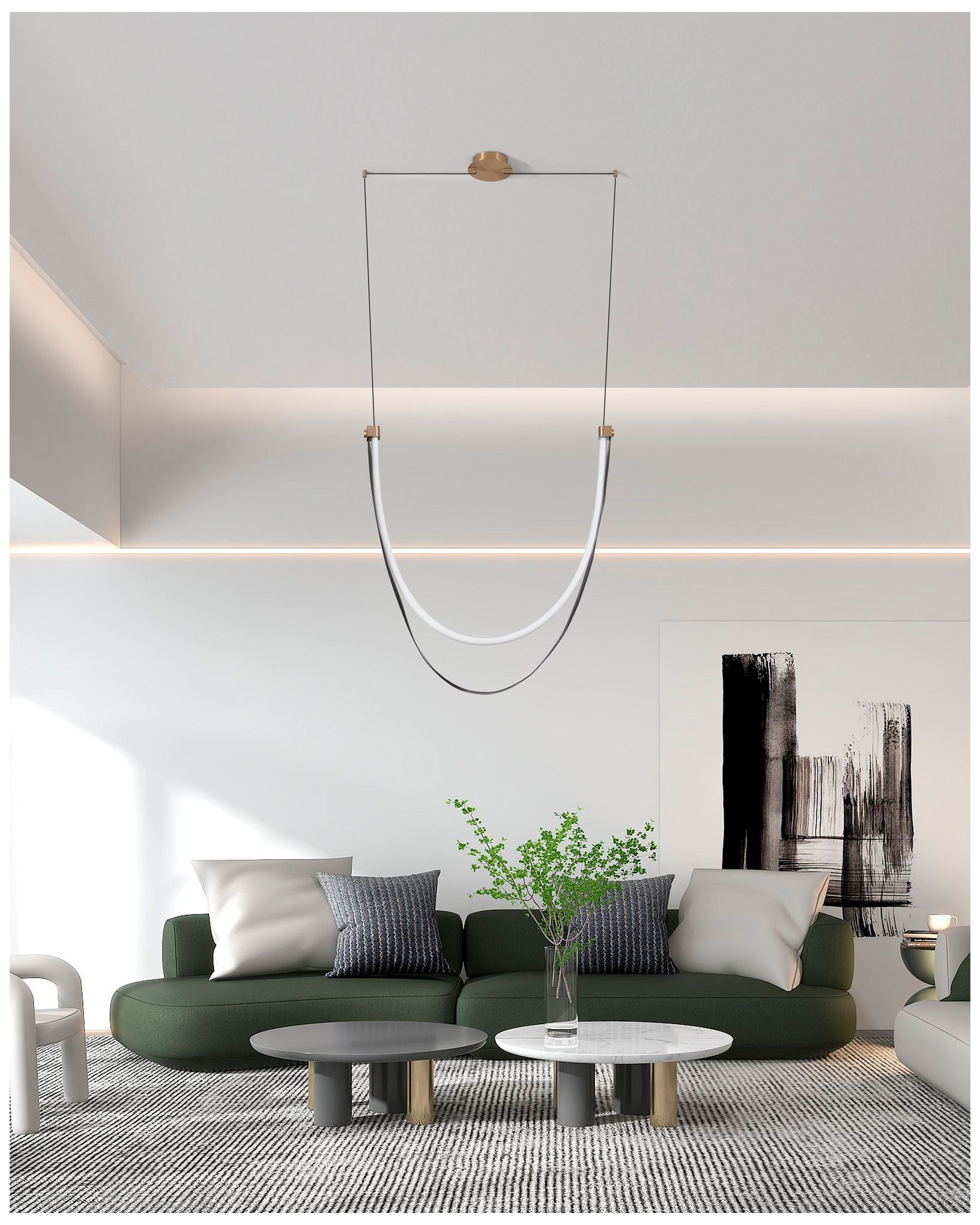 Thesis Ayers 43" 1 Lt Champagne Gold w/ Black & Brown LED Linear Chandelier