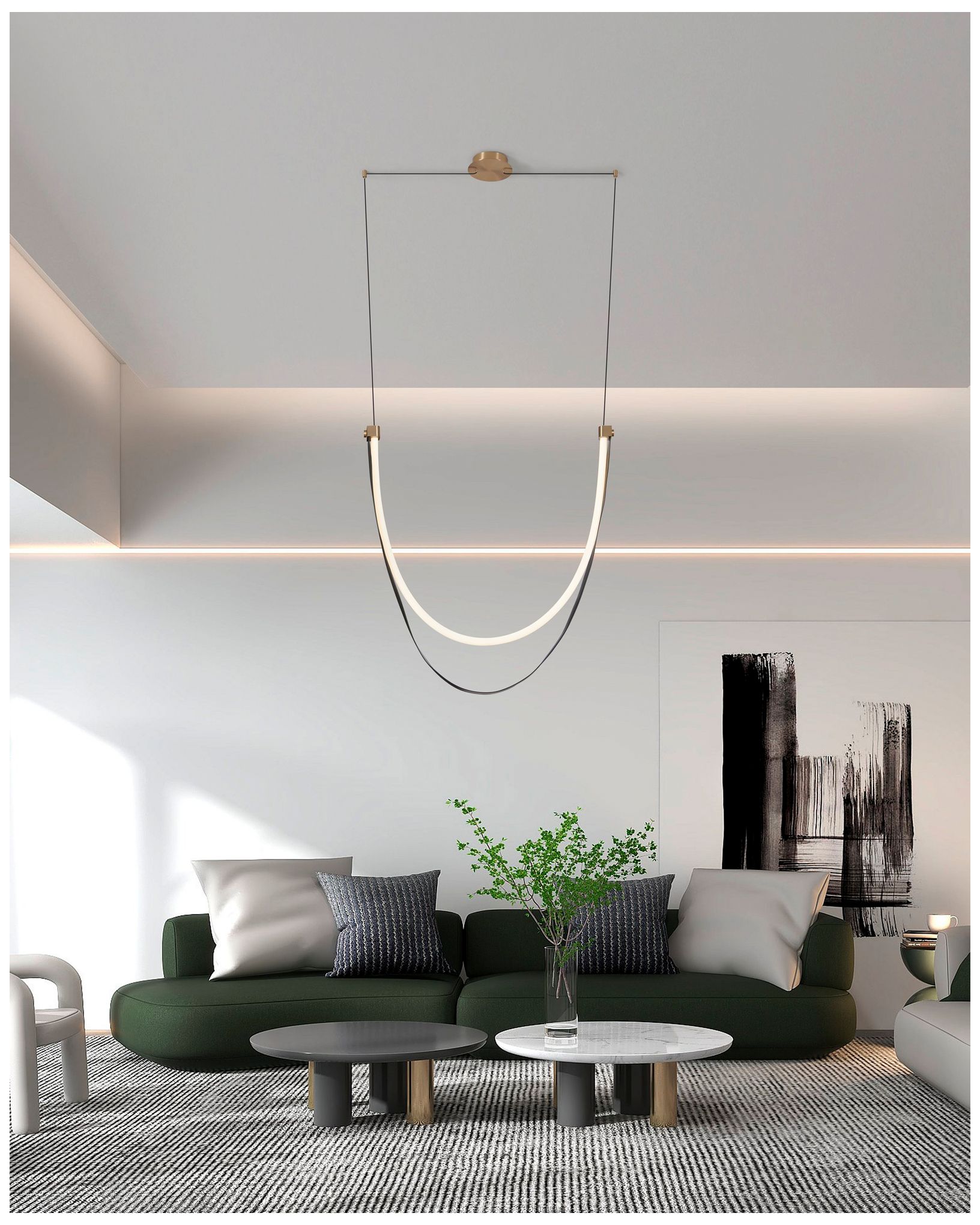 Thesis Ayers 43" 1 Lt Champagne Gold w/ Black & Brown LED Linear Chandelier