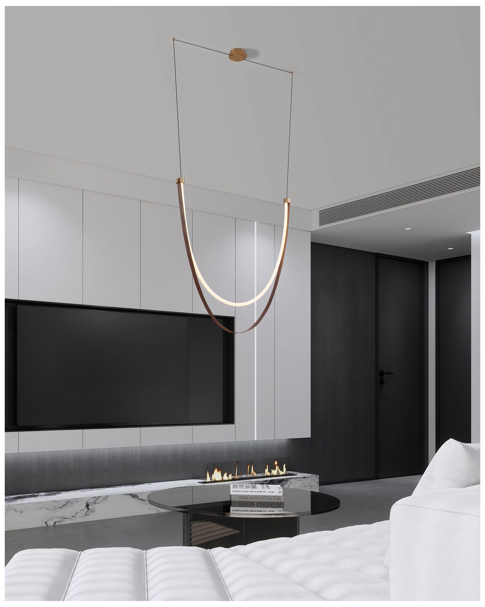 Thesis Ayers 59" 1 Lt Champagne Gold with Black and Brown LED Chandelier