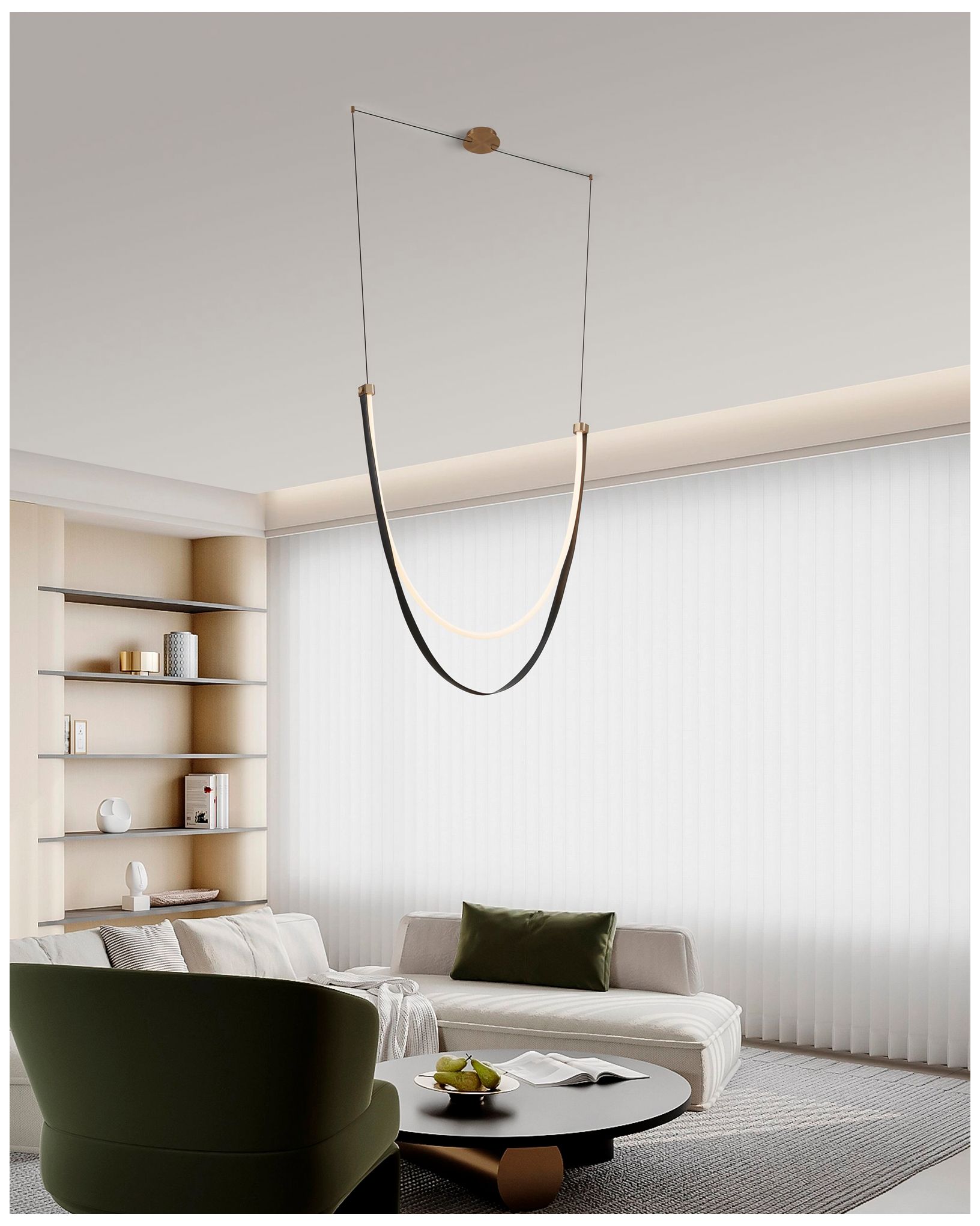 Thesis Ayers 59" 1 Lt Champagne Gold with Black and Brown LED Chandelier