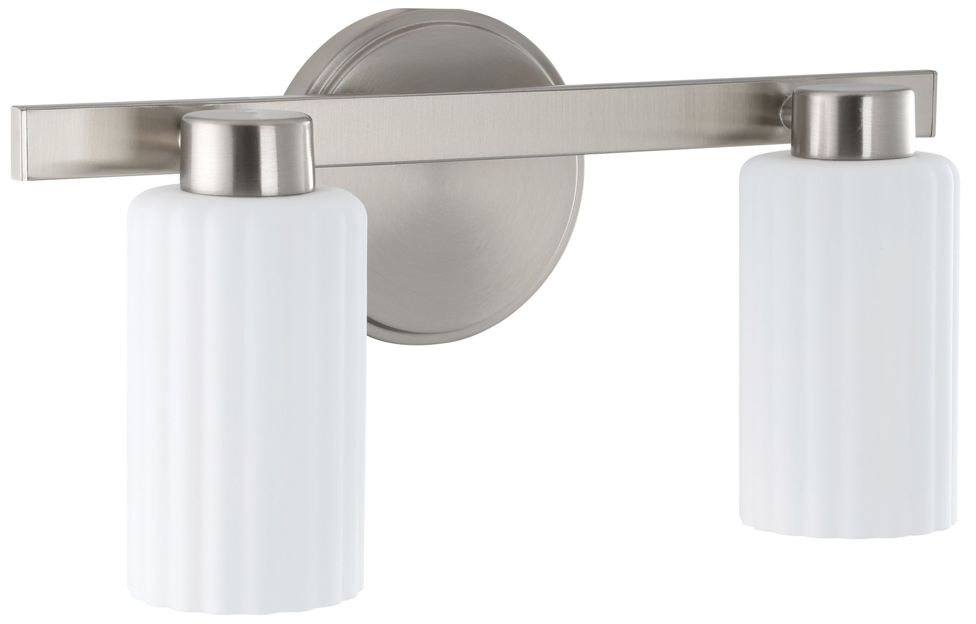 Thesis Bedminster 14" Br. Nickel Vanity Light w/ Etched Opal Glass Shades