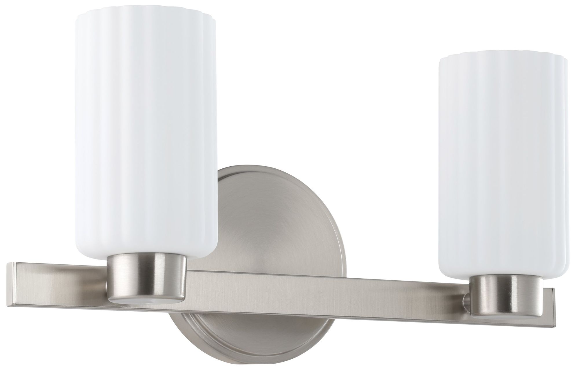 Image 3 Thesis Bedminster 14" Br. Nickel Vanity Light w/ Etched Opal Glass Shades more views