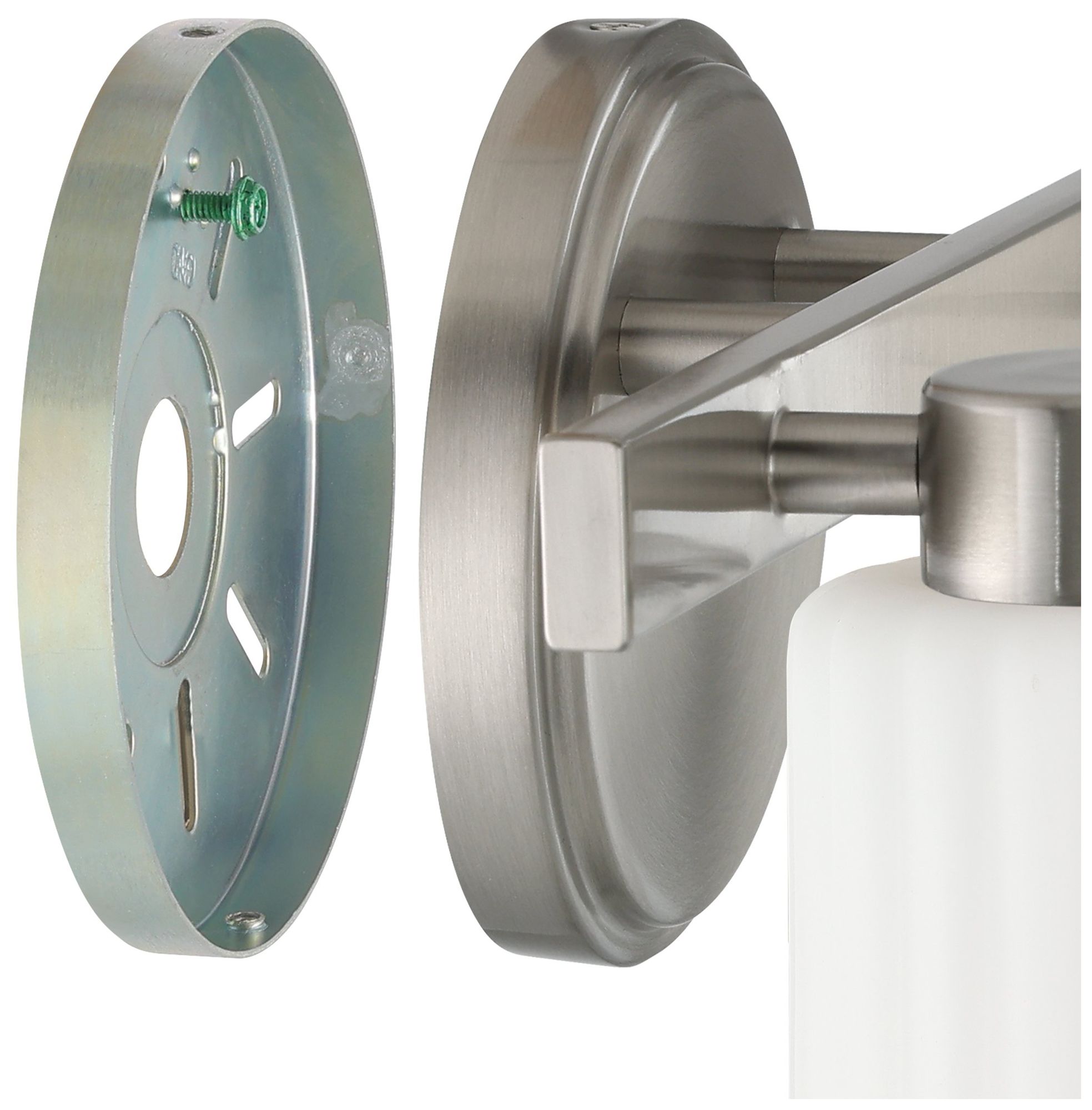 Image 6 Thesis Bedminster 14" Br. Nickel Vanity Light w/ Etched Opal Glass Shades more views