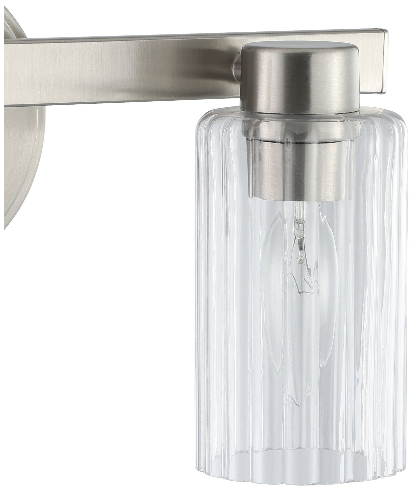 Image 5 Thesis Bedminster 14" Brushed Nickel Vanity Light, Clear Ribbed Glass more views