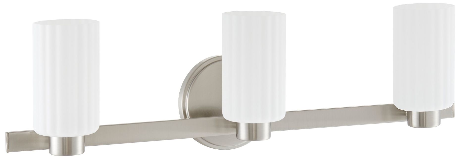 Image 3 Thesis Bedminster 14" Brushed Nickel Vanity Light, Clear Ribbed Glass more views