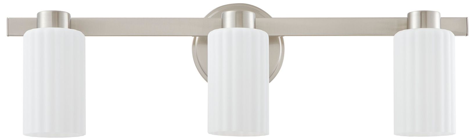 Image 4 Thesis Bedminster 14" Brushed Nickel Vanity Light, Clear Ribbed Glass more views