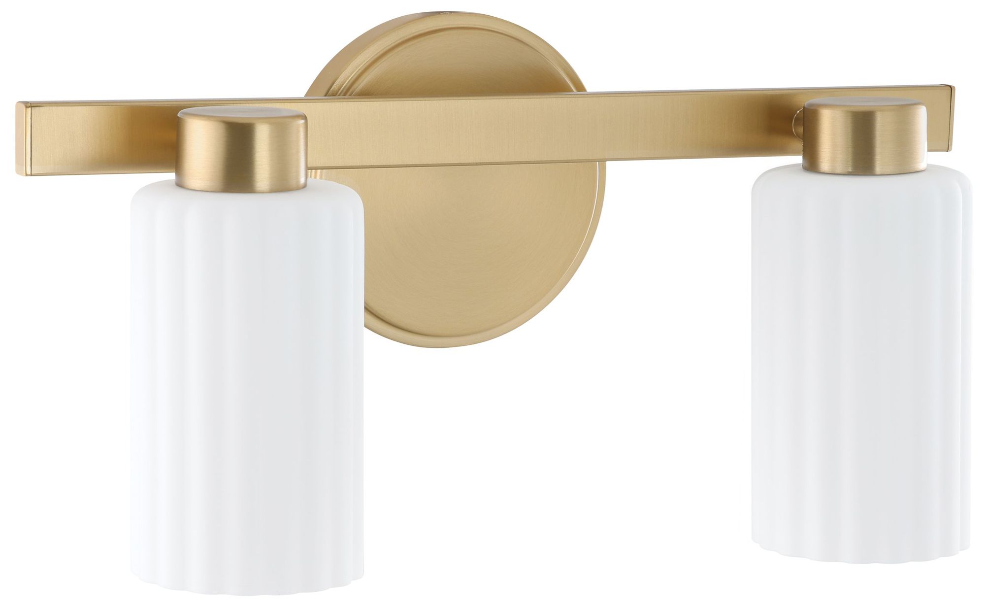 Thesis Bedminster 14" Champagne Gold Vanity Light, Etched Opal Glass Shades