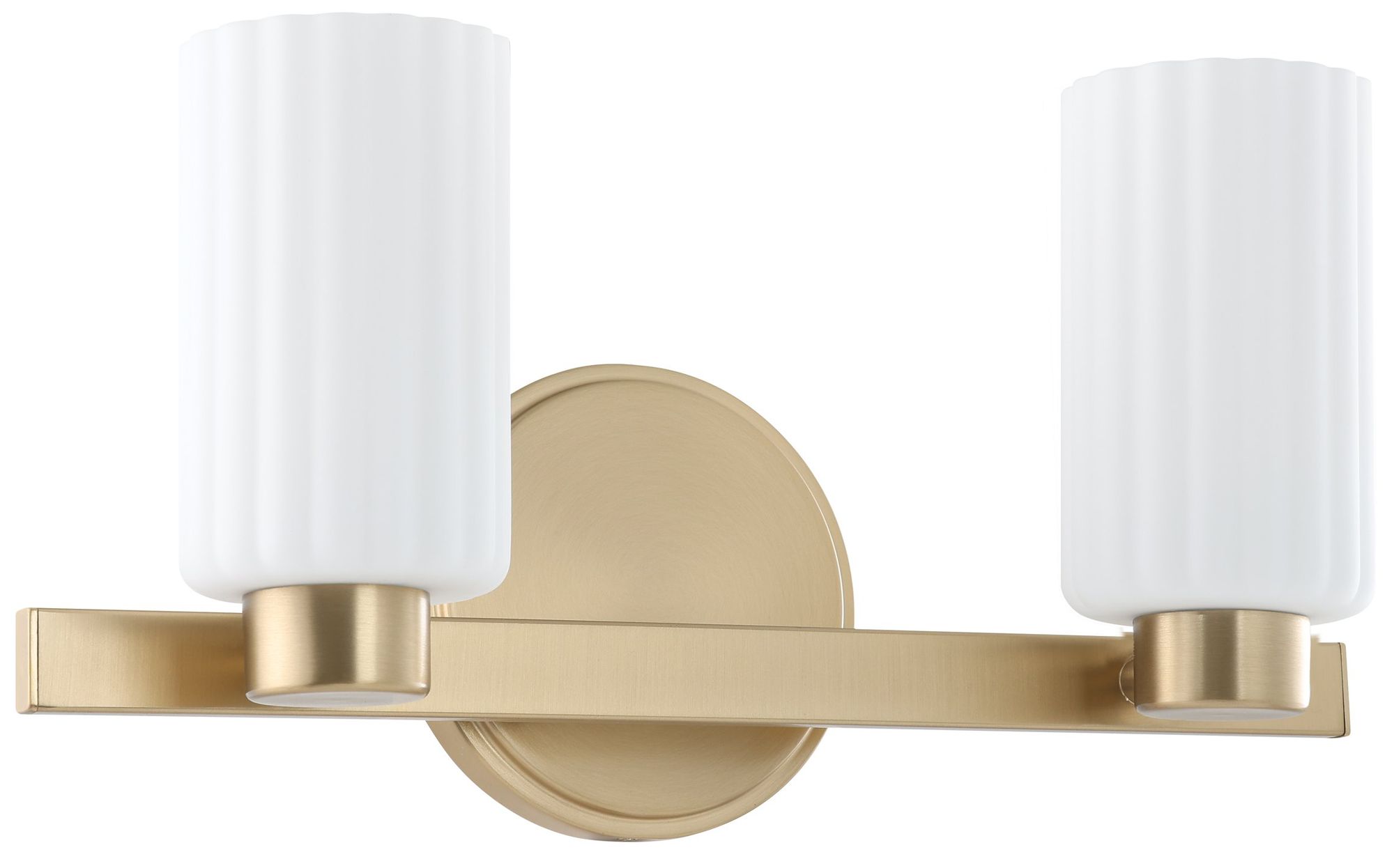 Image 3 Thesis Bedminster 14" Champagne Gold Vanity Light, Etched Opal Glass Shades more views