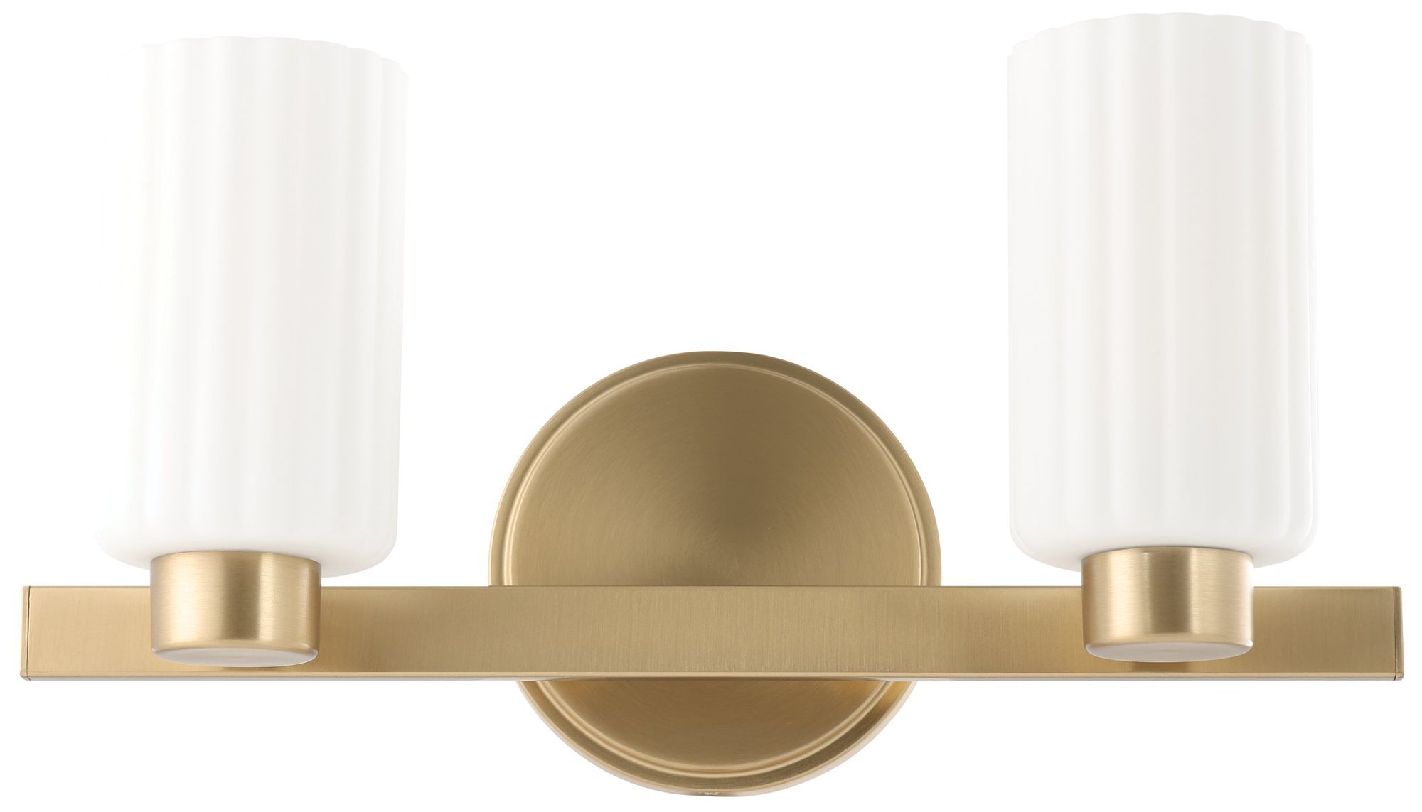 Image 4 Thesis Bedminster 14" Champagne Gold Vanity Light, Etched Opal Glass Shades more views
