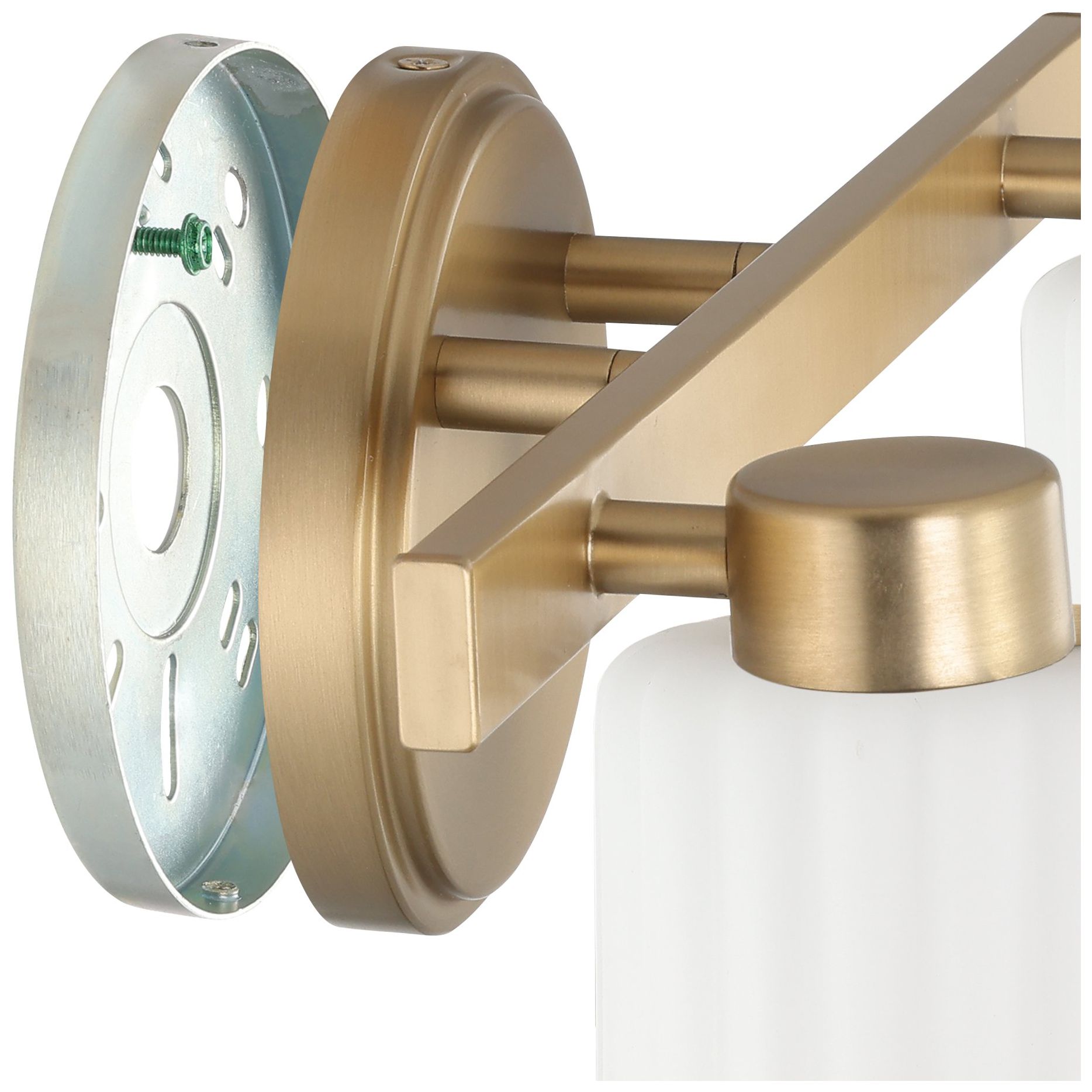 Image 6 Thesis Bedminster 14" Champagne Gold Vanity Light, Etched Opal Glass Shades more views