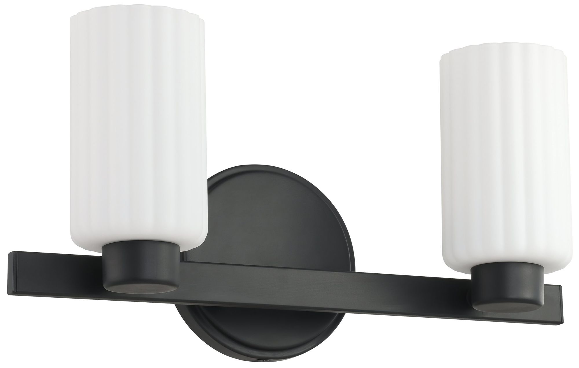 Image 3 Thesis Bedminster 14" Matte Blk Vanity Light, Etched Opal Ribbed Glass more views