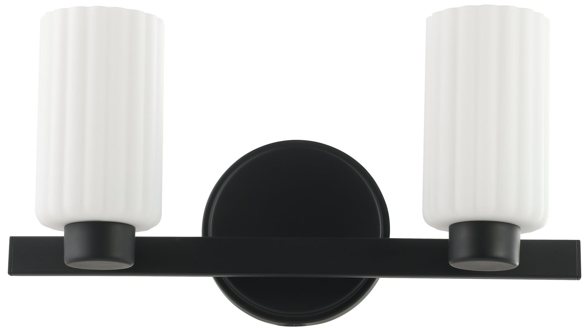 Image 4 Thesis Bedminster 14" Matte Blk Vanity Light, Etched Opal Ribbed Glass more views