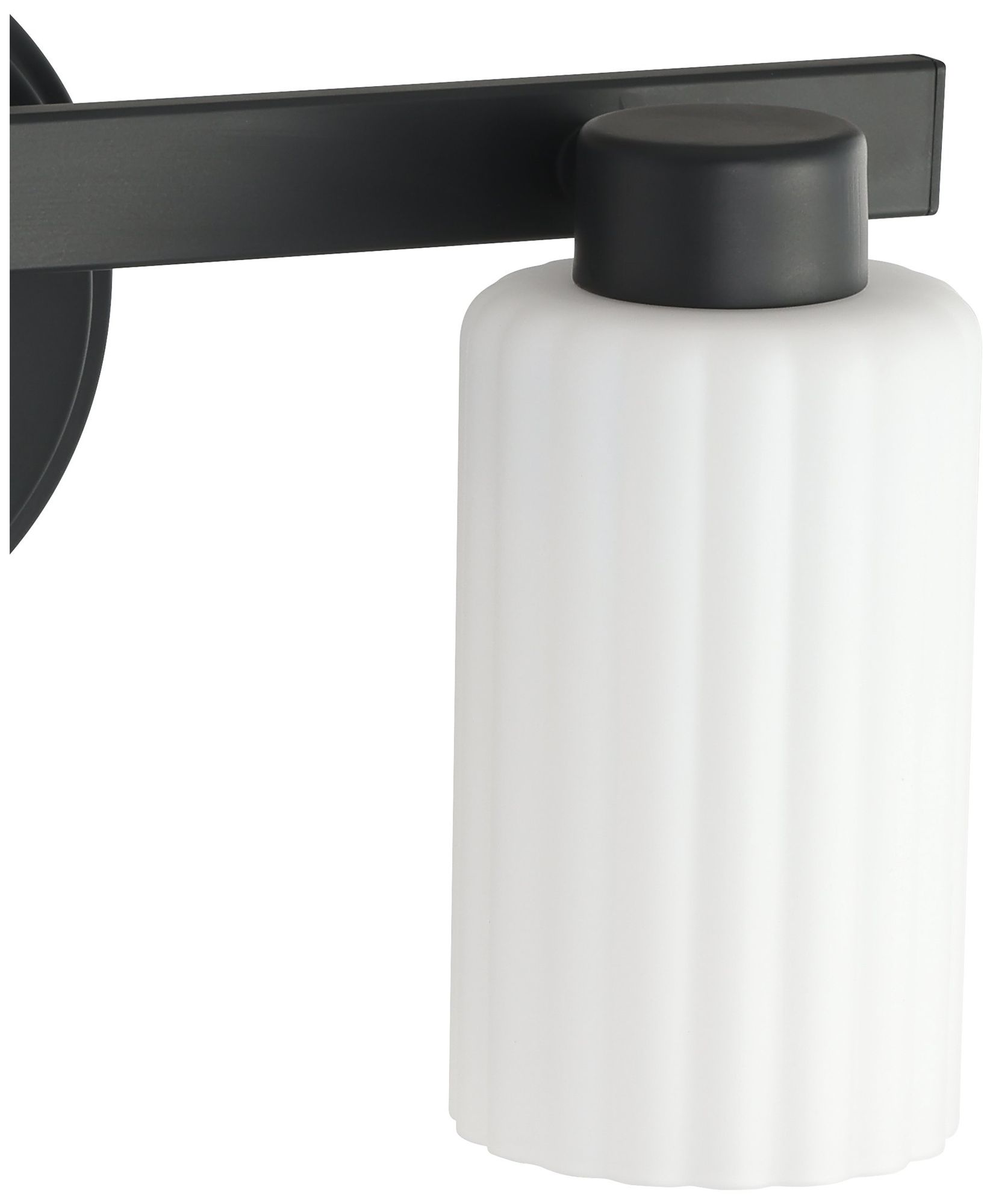 Image 5 Thesis Bedminster 14" Matte Blk Vanity Light, Etched Opal Ribbed Glass more views