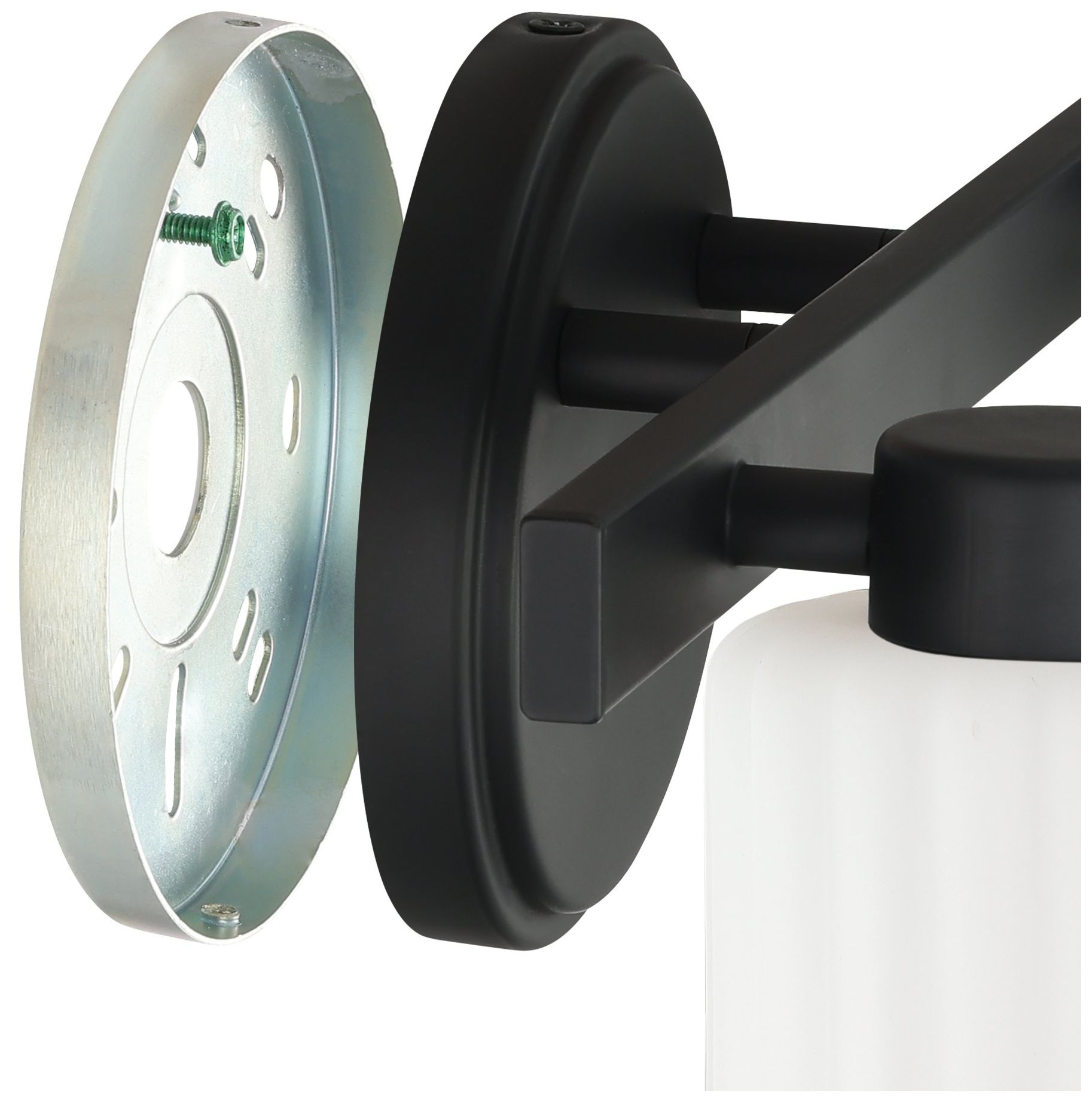 Image 6 Thesis Bedminster 14" Matte Blk Vanity Light, Etched Opal Ribbed Glass more views