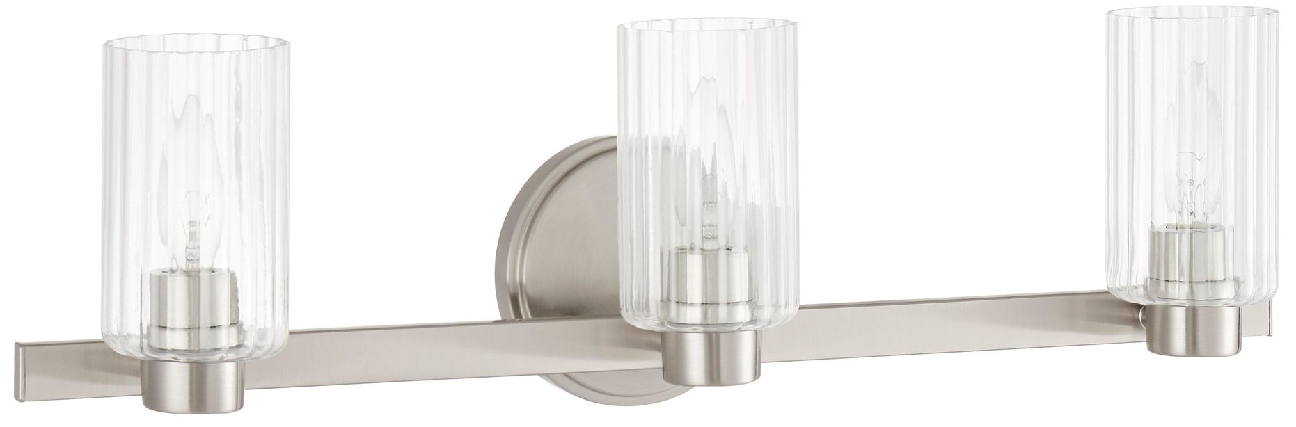 Image 4 Thesis Bedminster 24" Br. Nickel Vanity Lt w/ Clear Ribbed Glass more views