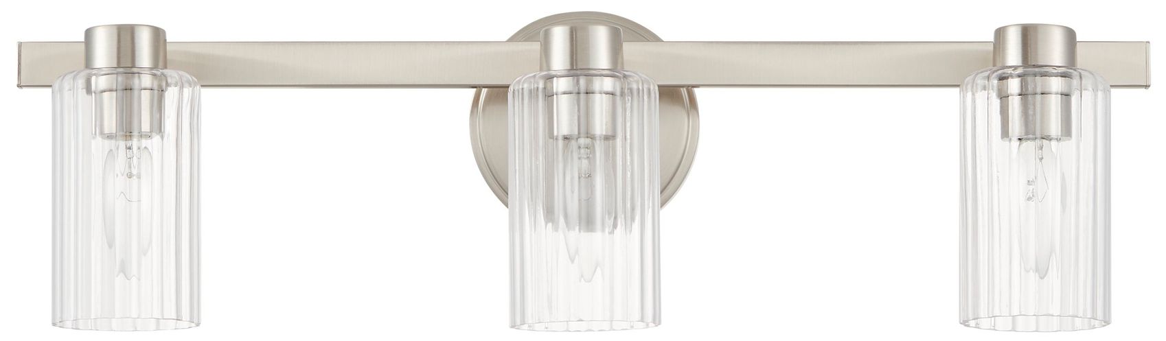 Image 5 Thesis Bedminster 24" Br. Nickel Vanity Lt w/ Clear Ribbed Glass more views