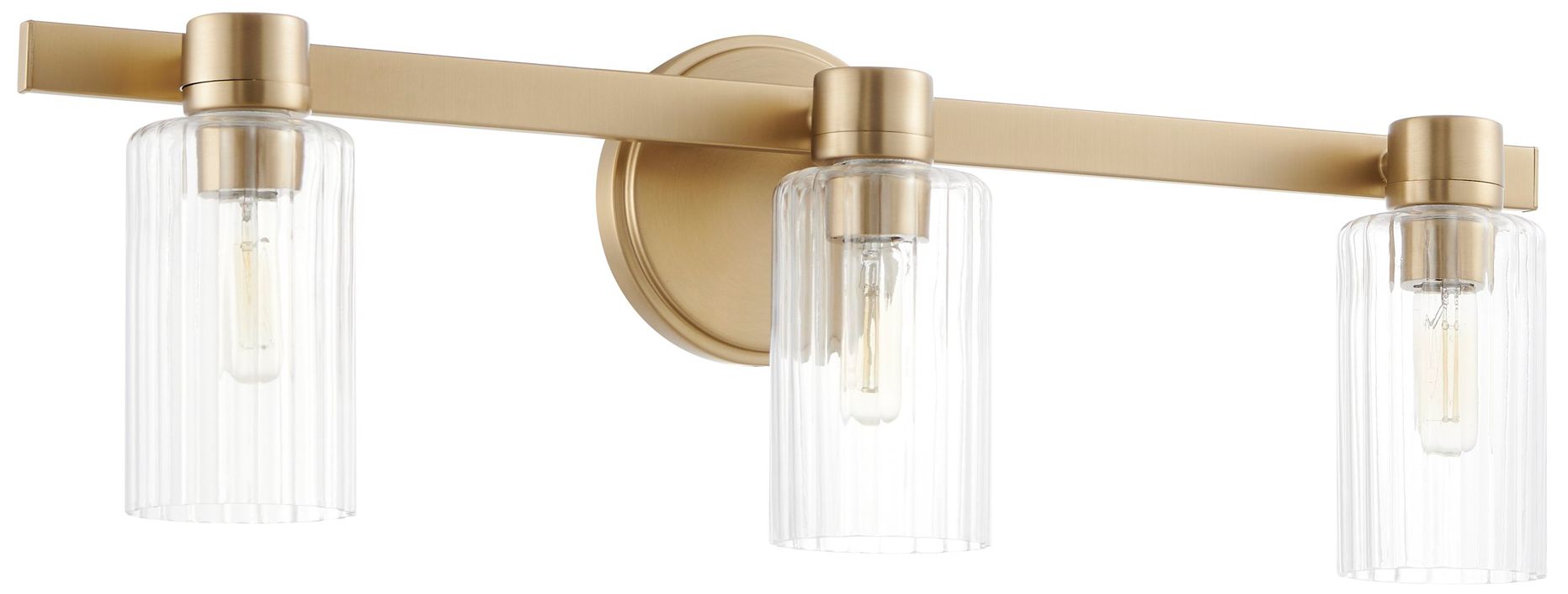 Image 3 Thesis Bedminster 24" Champagne Gold Vanity Light, Clear Ribbed Glass more views