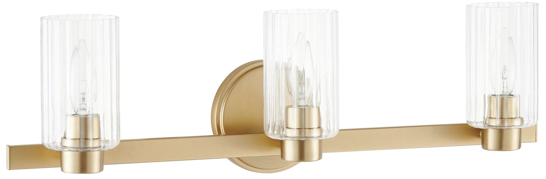Image 4 Thesis Bedminster 24" Champagne Gold Vanity Light, Clear Ribbed Glass more views