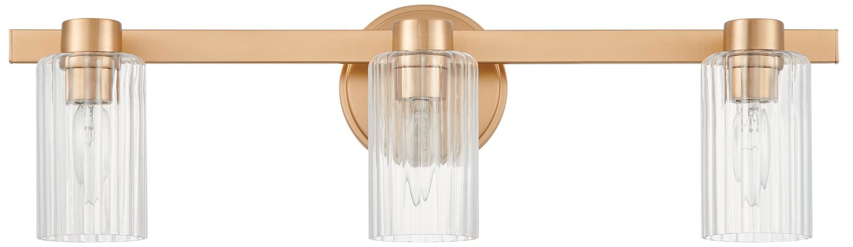Image 5 Thesis Bedminster 24" Champagne Gold Vanity Light, Clear Ribbed Glass more views