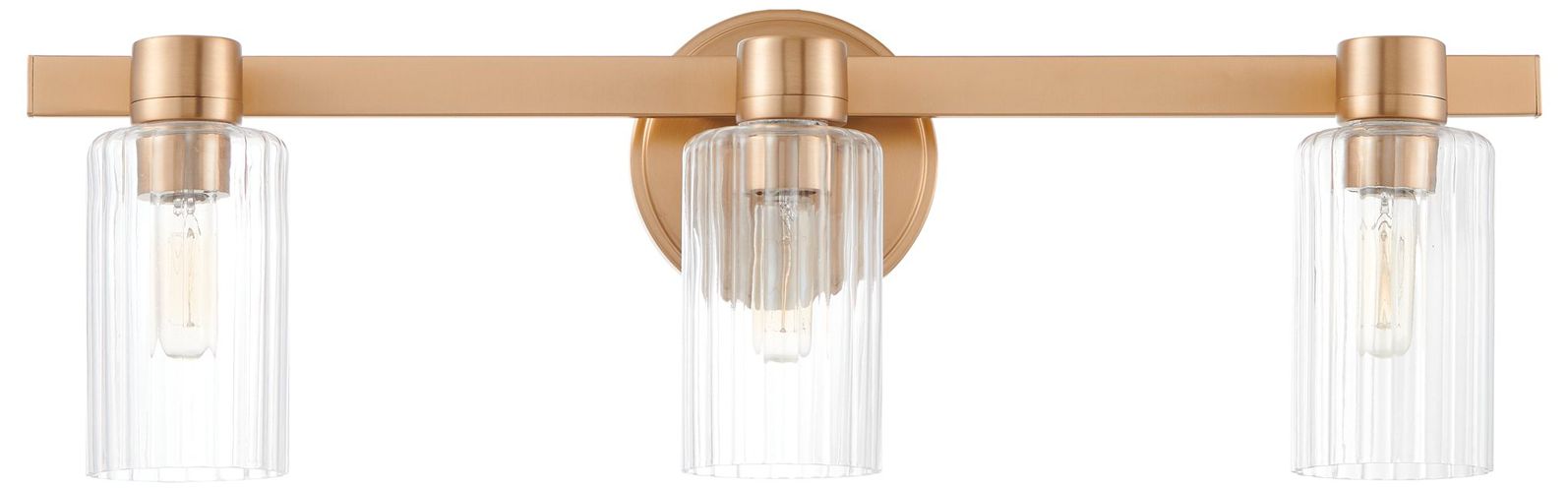 Image 6 Thesis Bedminster 24" Champagne Gold Vanity Light, Clear Ribbed Glass more views