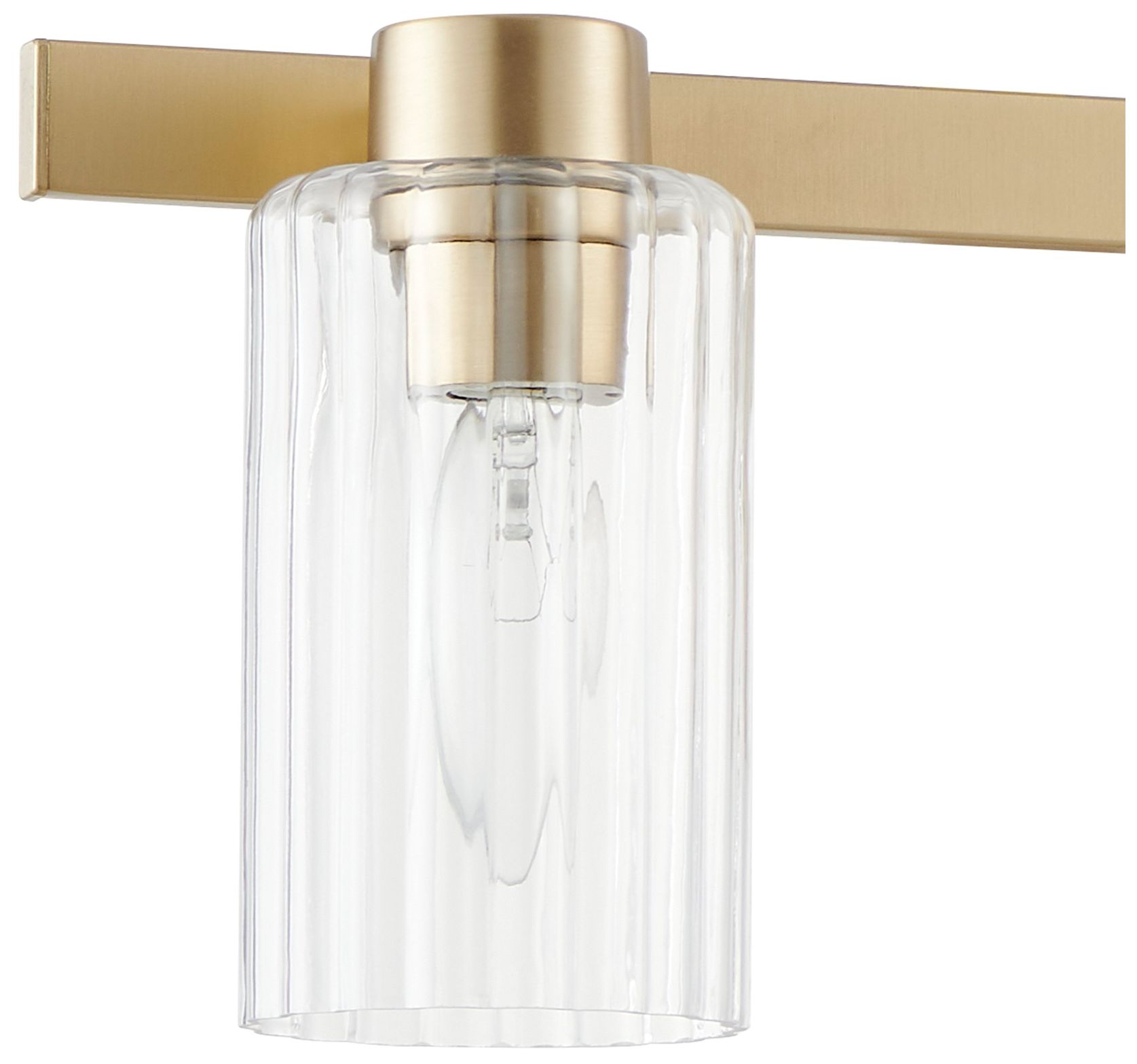 Image 7 Thesis Bedminster 24" Champagne Gold Vanity Light, Clear Ribbed Glass more views