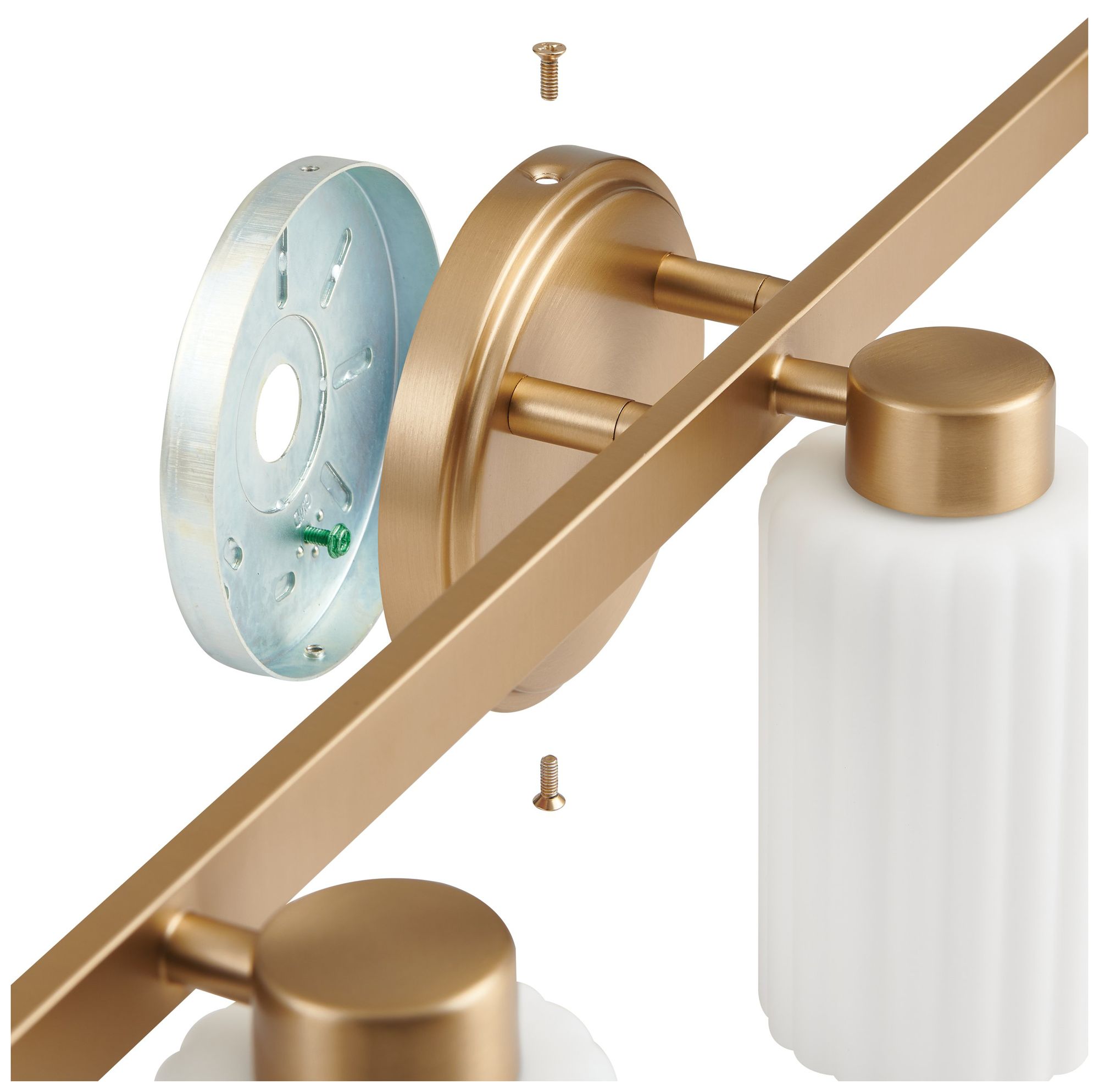 Image 6 Thesis Bedminster 24" Champagne Gold Vanity Light, Etched Opal Glass Shades more views