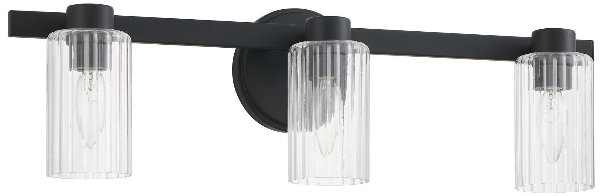 Thesis Bedminster 24-inch Matte Black Vanity Light w/ Clear Glass Shades