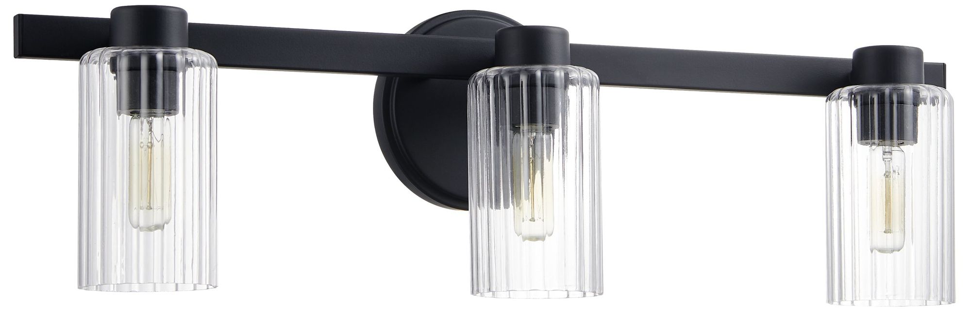 Image 3 Thesis Bedminster 24-inch Matte Black Vanity Light w/ Clear Glass Shades more views