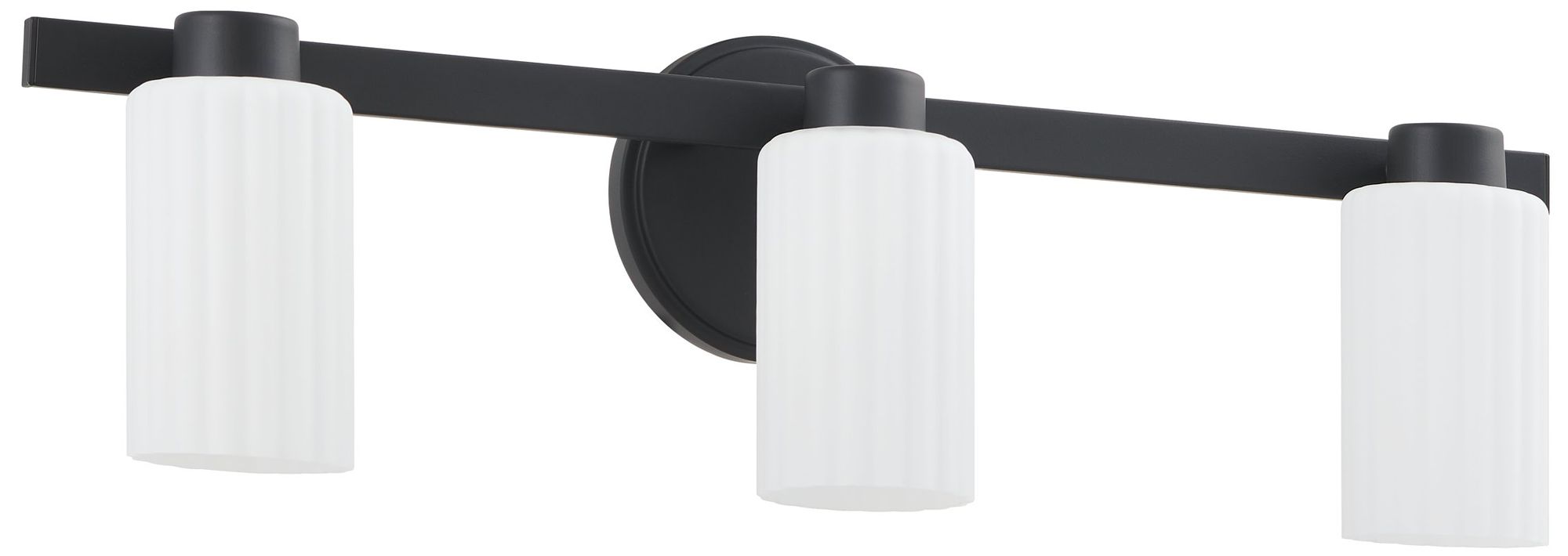 Thesis Bedminster 24" Matte Black Vanity Light - Etched Opal Glass Shades