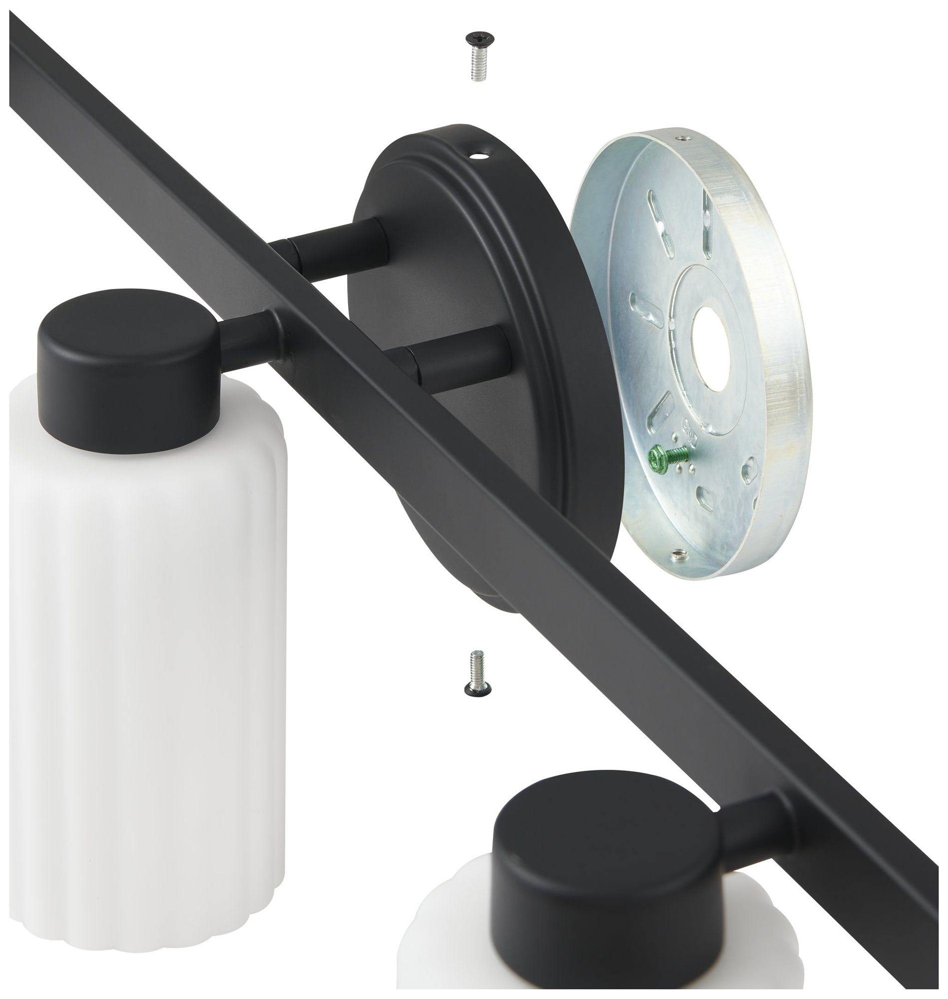 Image 6 Thesis Bedminster 24" Matte Black Vanity Light - Etched Opal Glass Shades more views