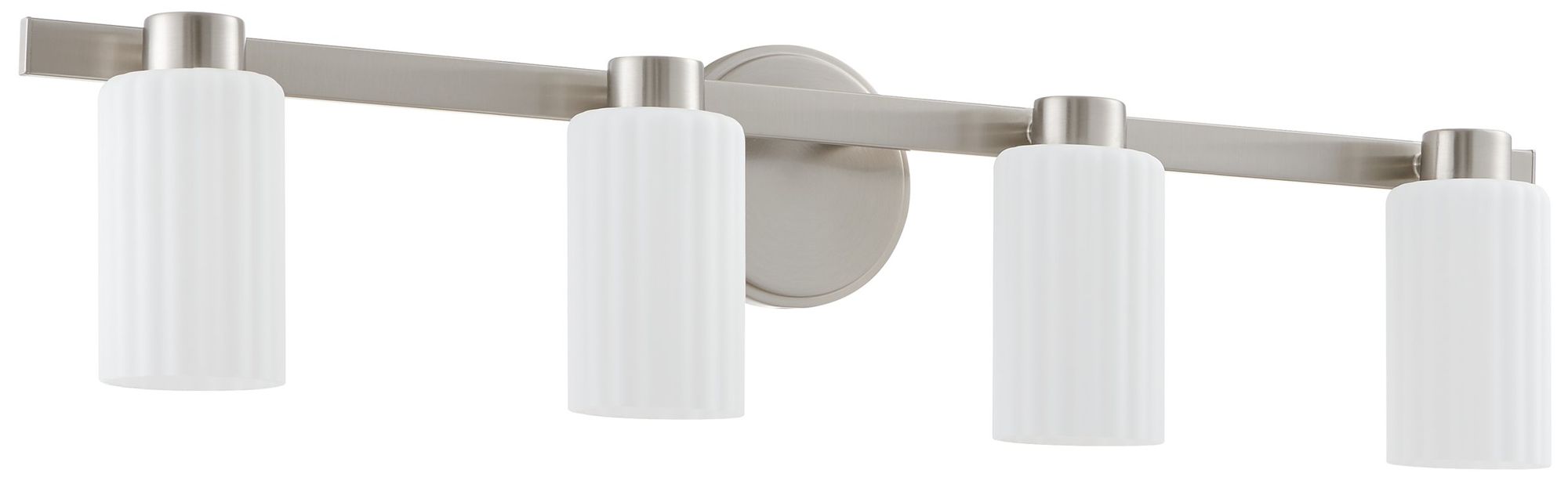 Thesis Bedminster 30" Br. Nickel Vanity Light w/ Etched Opal Glass Shades