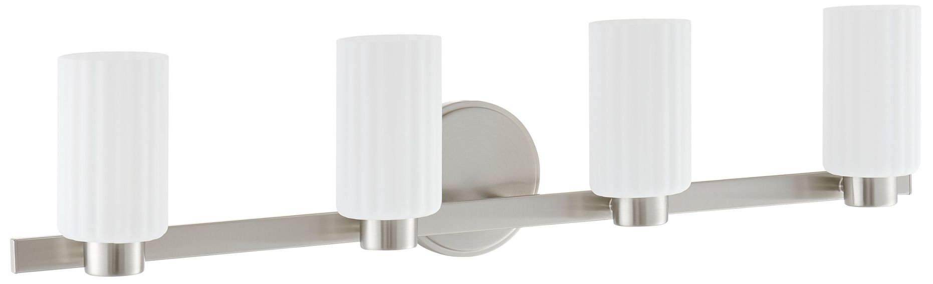 Image 3 Thesis Bedminster 30" Br. Nickel Vanity Light w/ Etched Opal Glass Shades more views