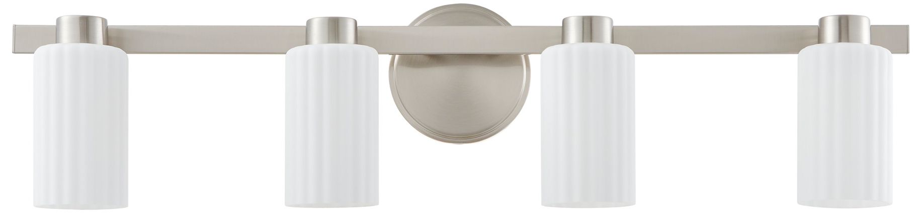 Image 4 Thesis Bedminster 30" Br. Nickel Vanity Light w/ Etched Opal Glass Shades more views