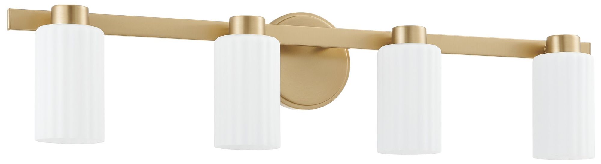 Thesis Bedminster 30" Champagne Gold Vanity Light, Etched Opal Glass Shades