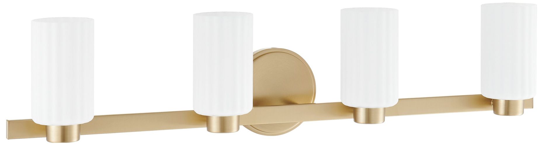 Image 3 Thesis Bedminster 30" Champagne Gold Vanity Light, Etched Opal Glass Shades more views